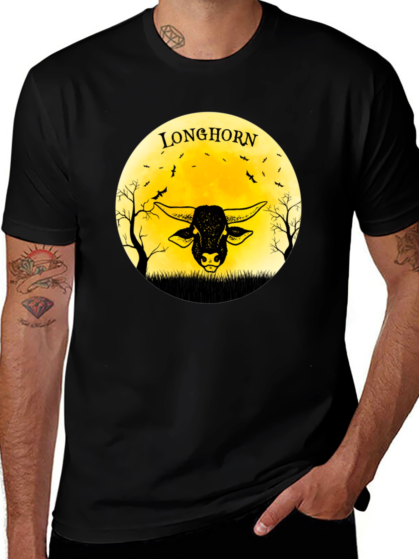 Longhorn Graphic Black T-Shirt