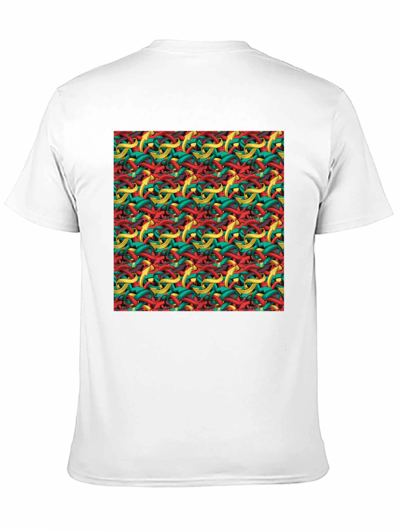Abstract Ribbon Pattern Mens Black T-Shirt