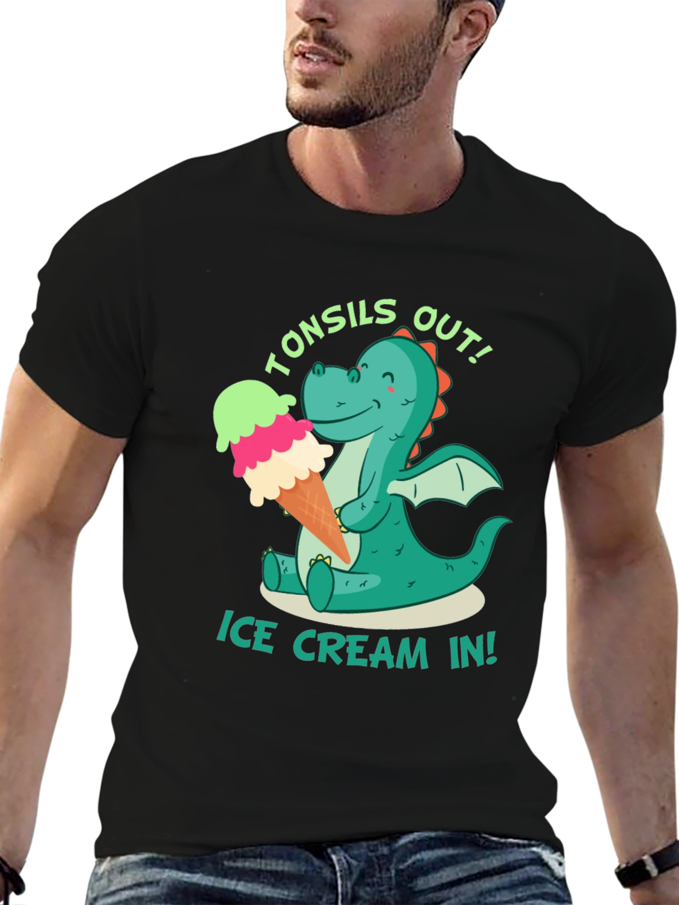 Tonsils Out! Ice Cream In! Black T-Shirt