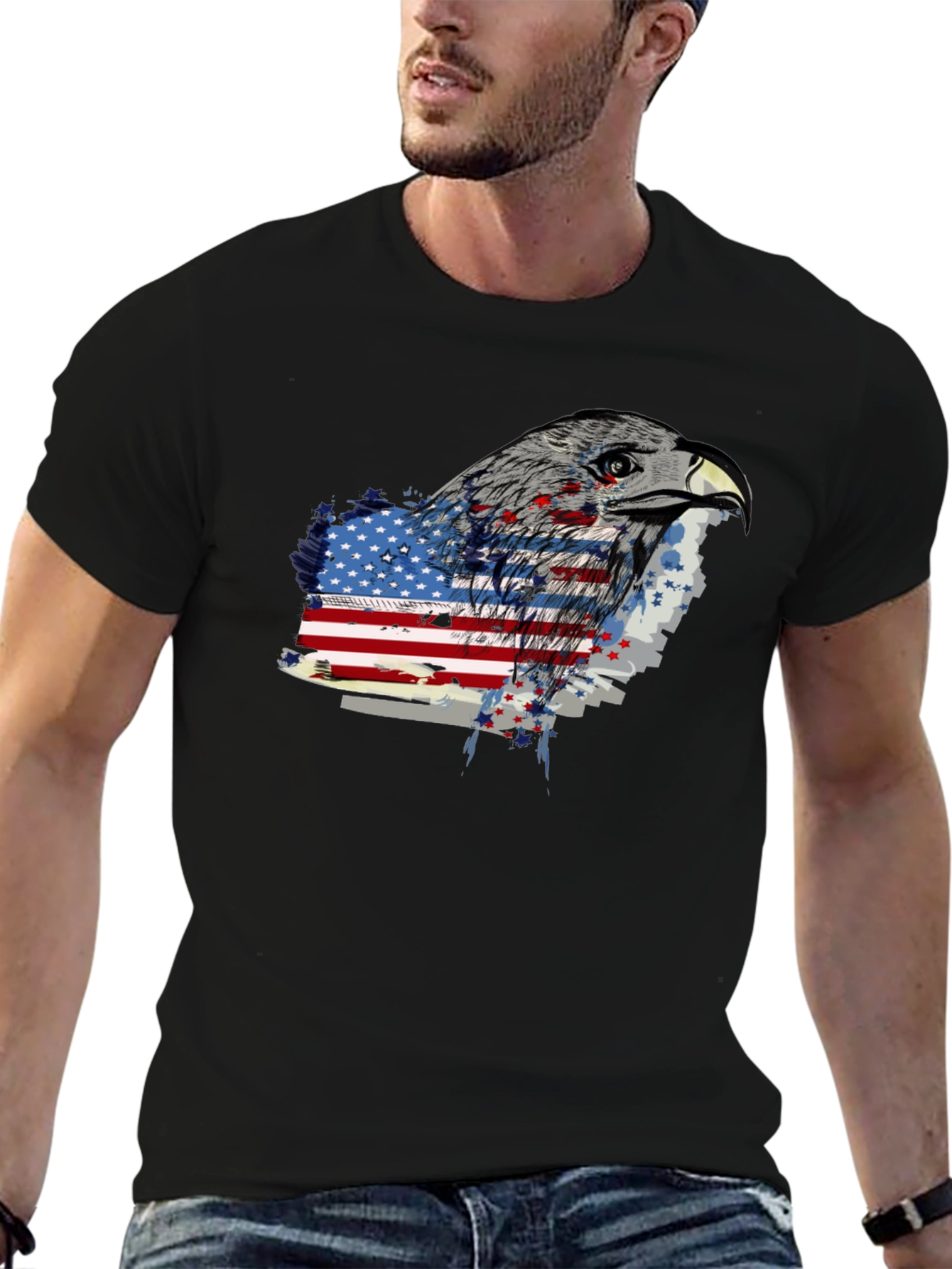 Eagle American Flag Graphic T-Shirt