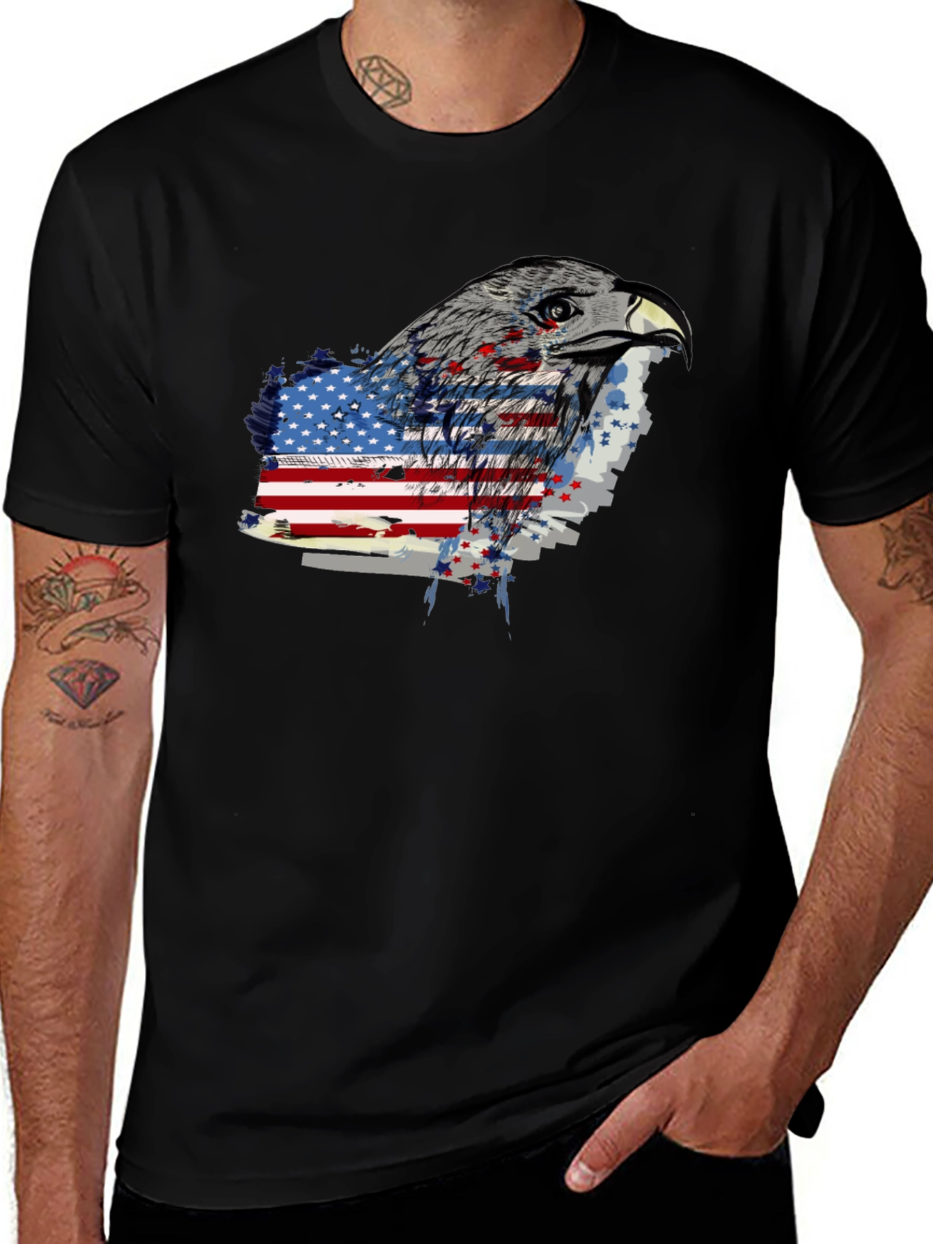 Eagle American Flag Graphic T-Shirt