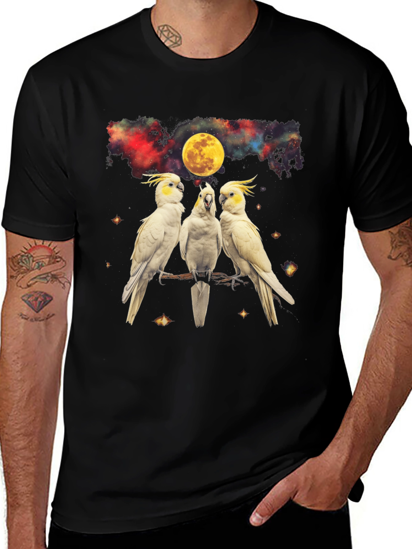 Cockatoo Moon T-Shirt - Celestial Bird Design