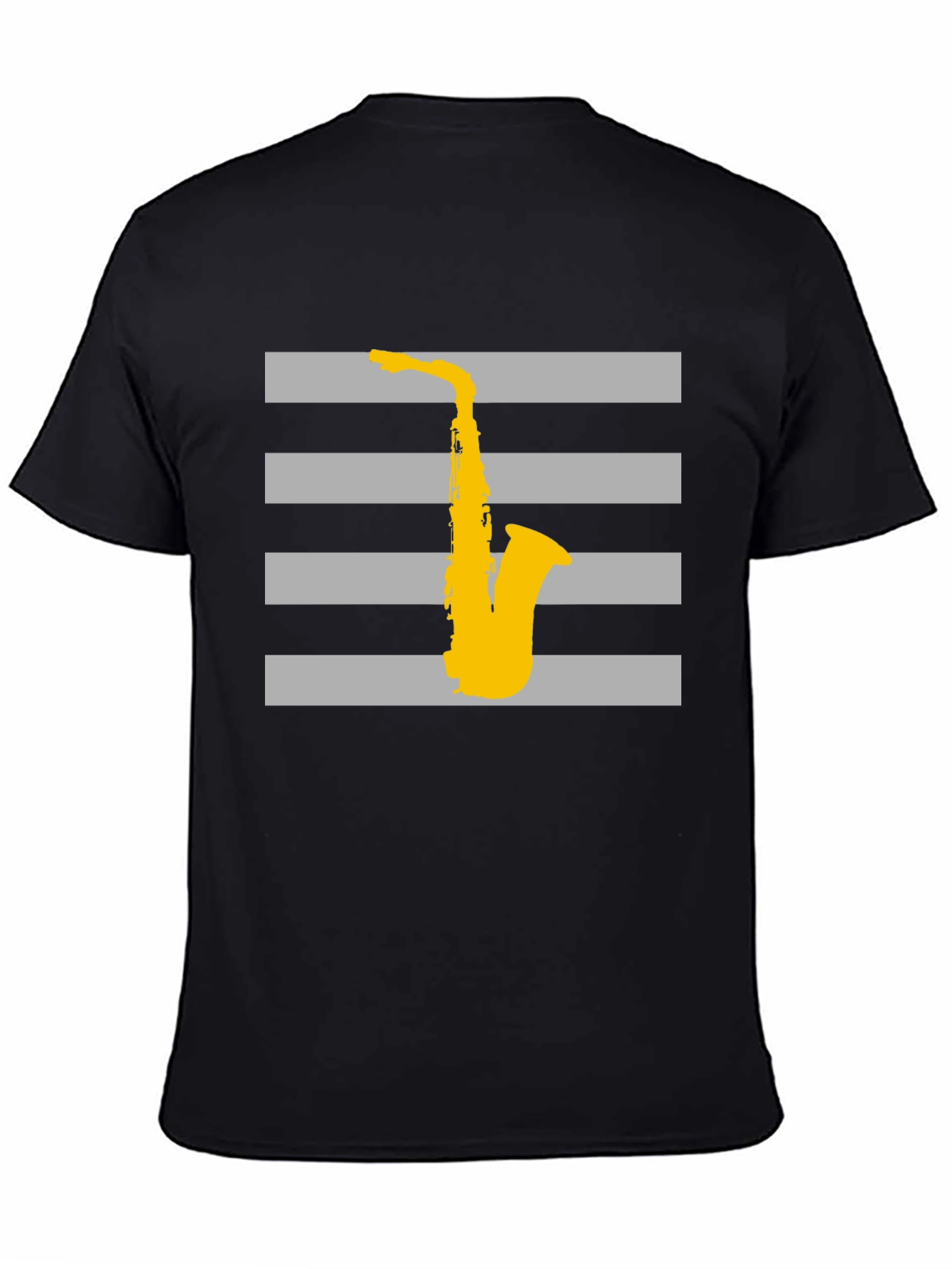 Striped Saxophone Graphic T-Shirt