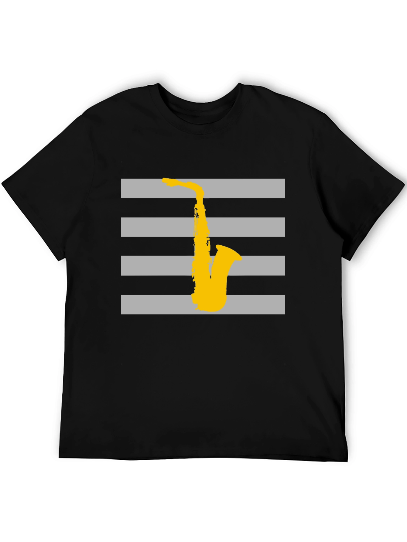 Striped Saxophone Graphic T-Shirt