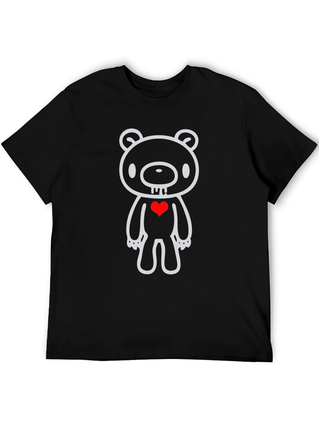 Gloomy Bear Heart T-Shirt - Black Cotton Tee