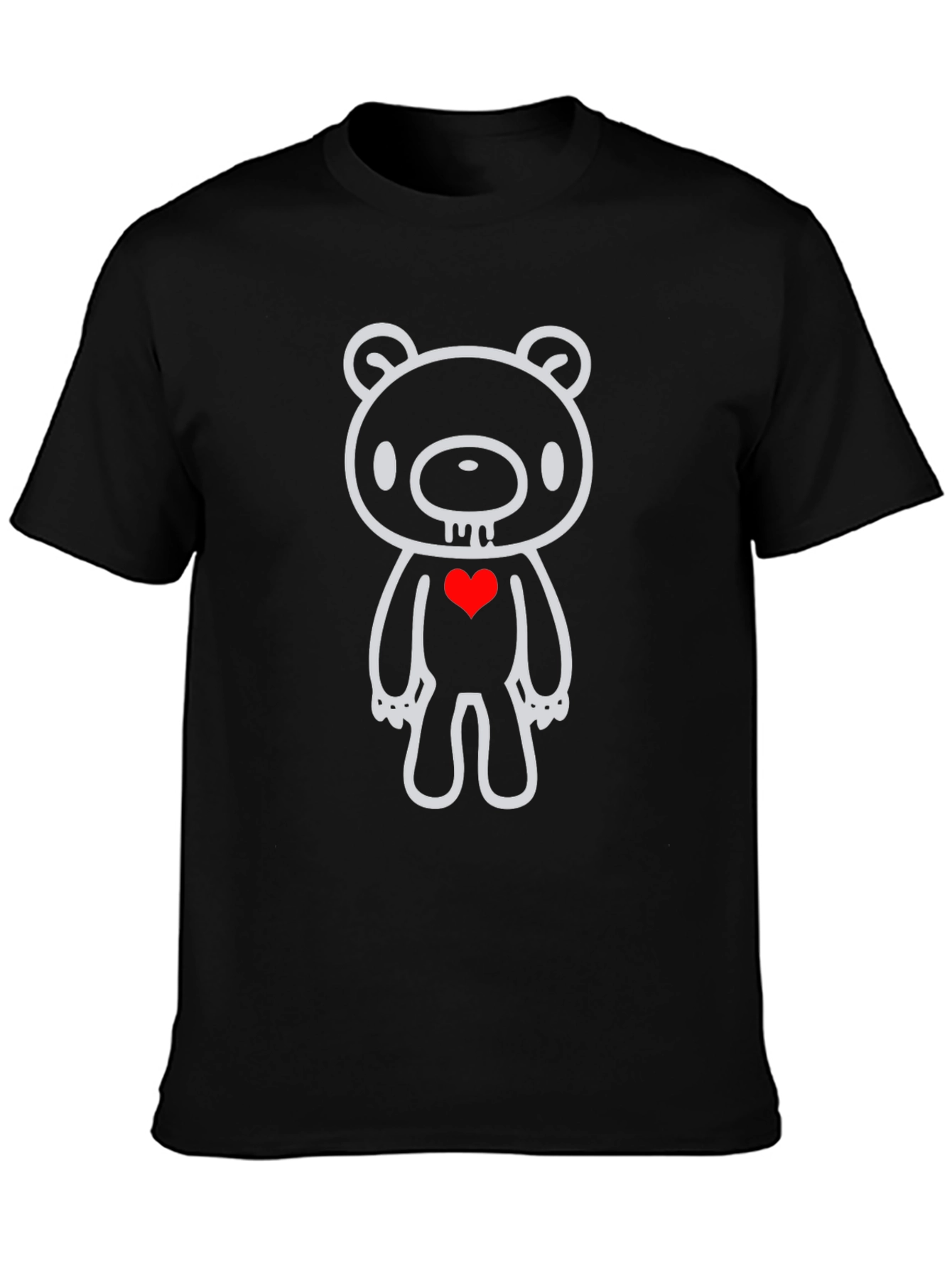 Gloomy Bear Heart T-Shirt - Black Cotton Tee