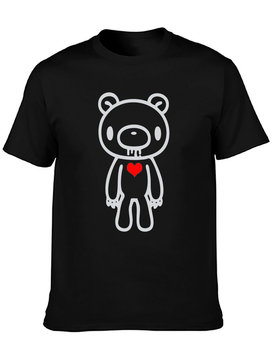 Gloomy Bear Heart T-Shirt - Black Cotton Tee