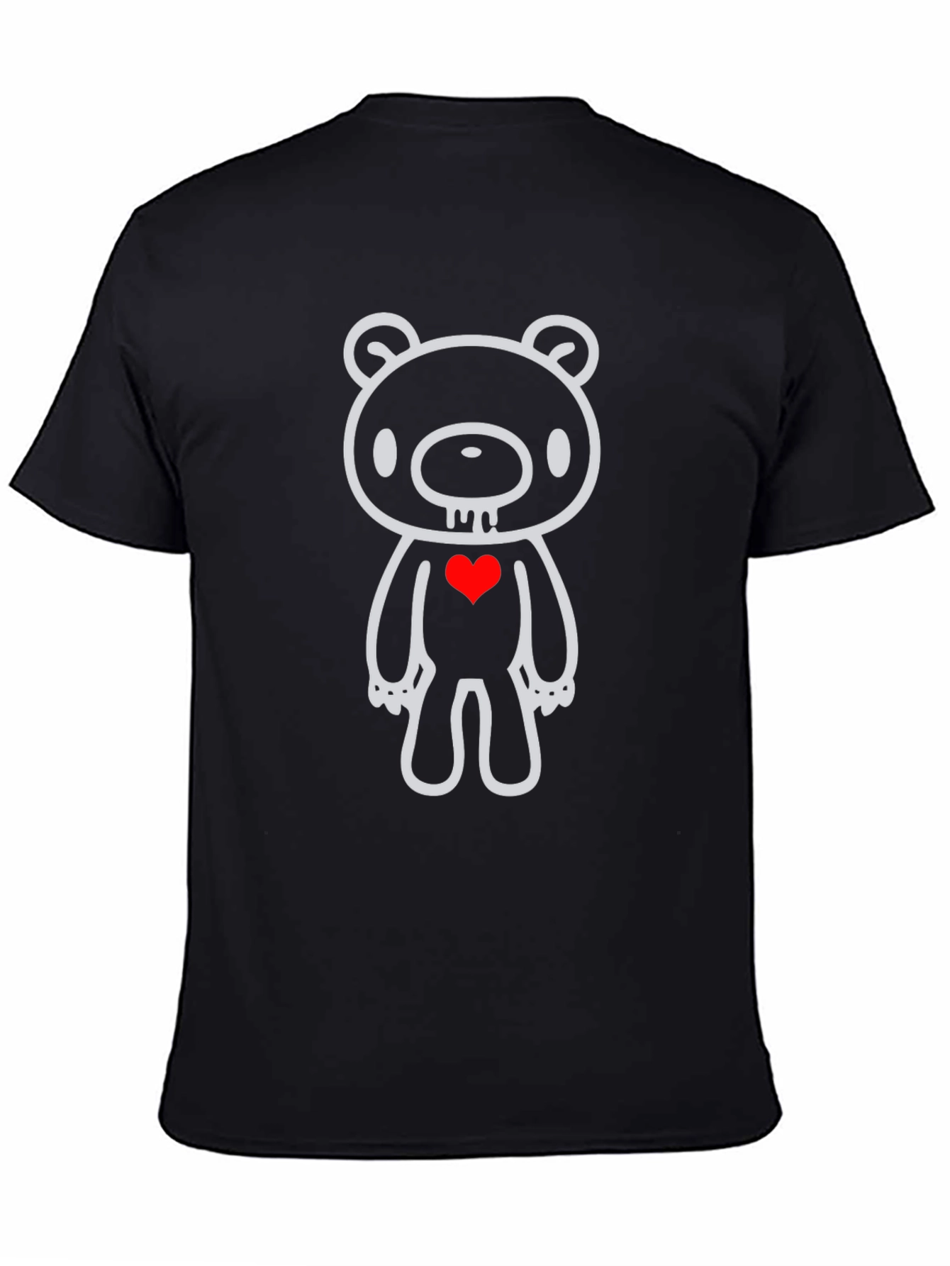 Gloomy Bear Heart T-Shirt - Black Cotton Tee