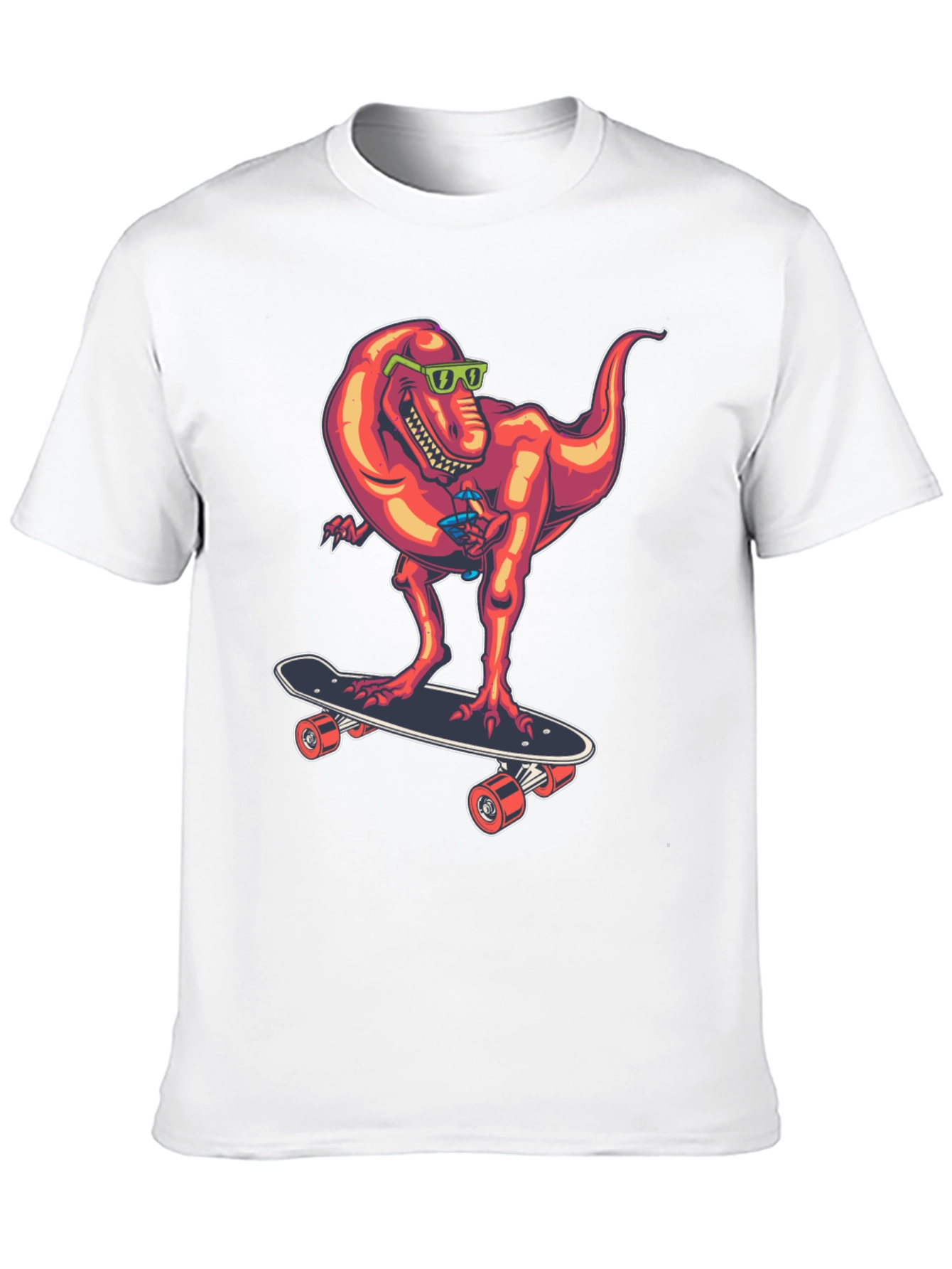 Dino Skateboarder Graphic Tee - Cool T-Rex Design