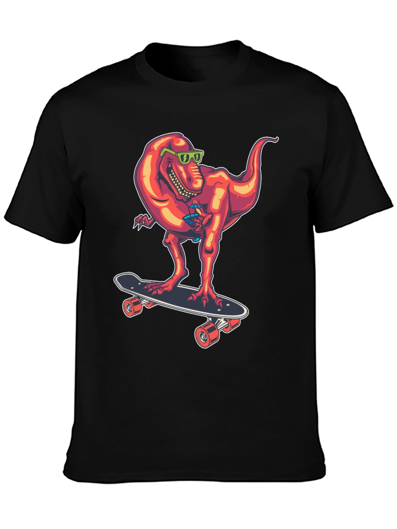 Dino Skateboarder Graphic Tee - Cool T-Rex Design
