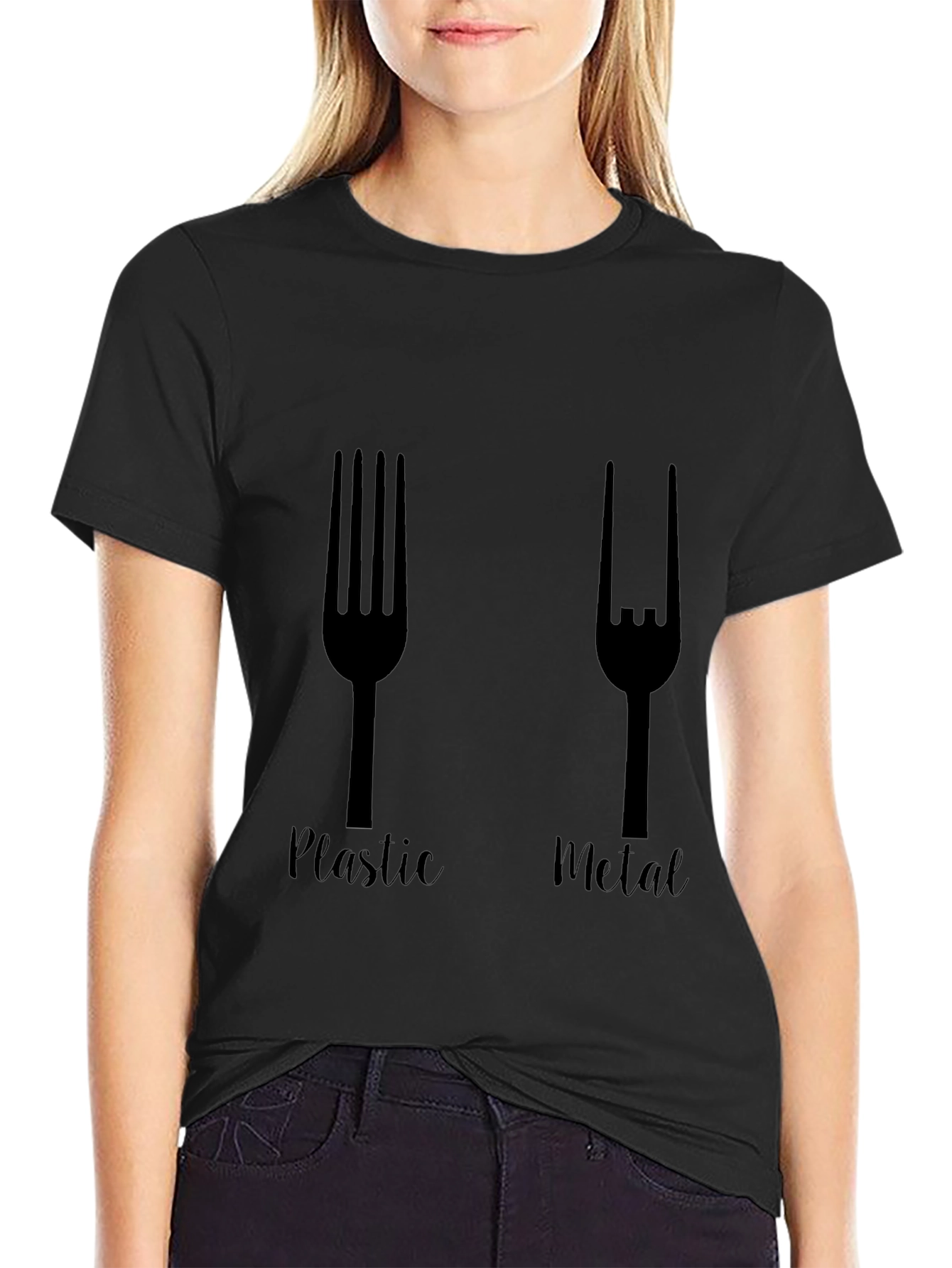 Plastic Metal Fork Graphic Tee - Black