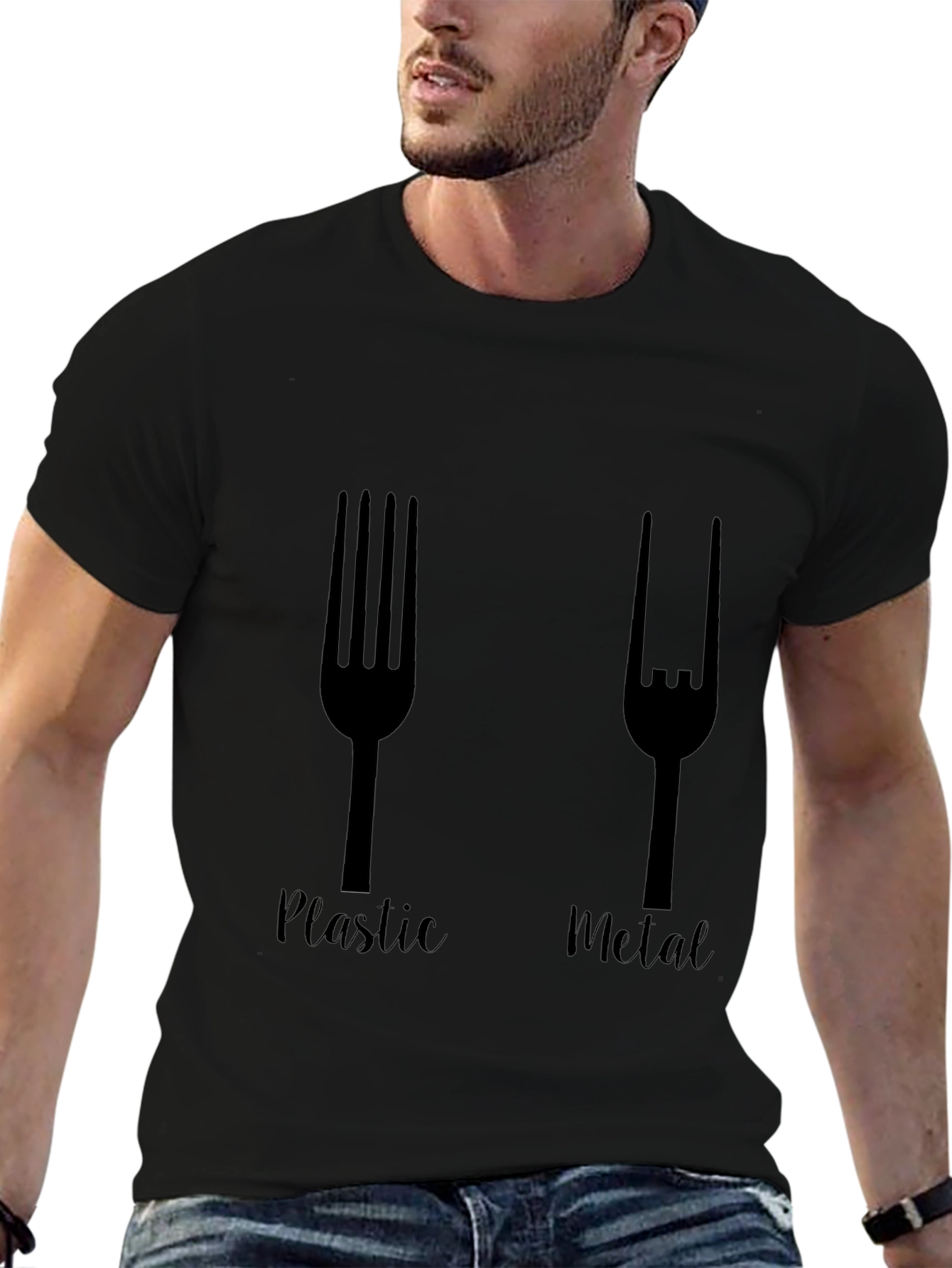 Plastic Metal Fork Graphic Tee - Black