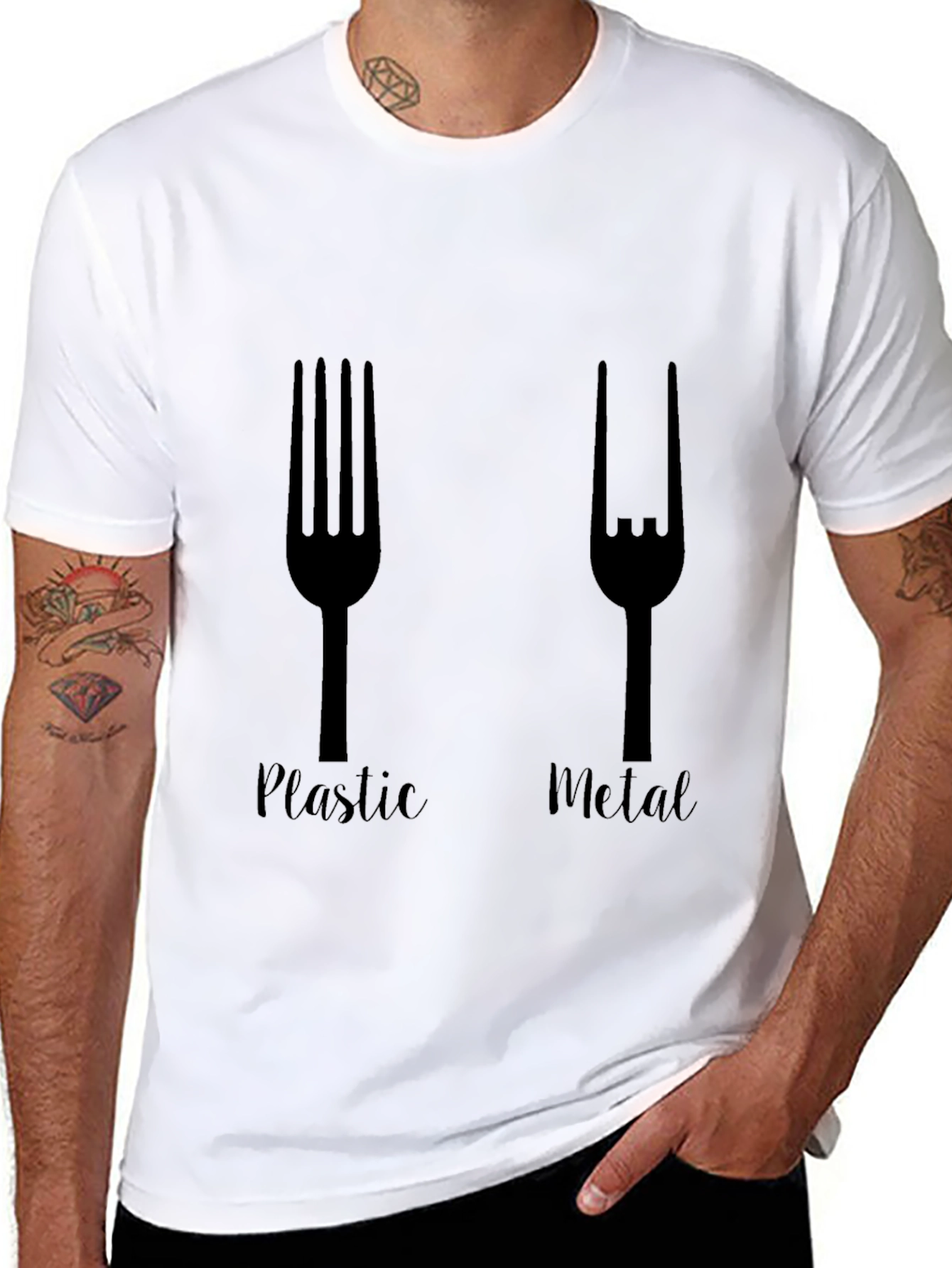 Plastic Metal Fork Graphic Tee - Black