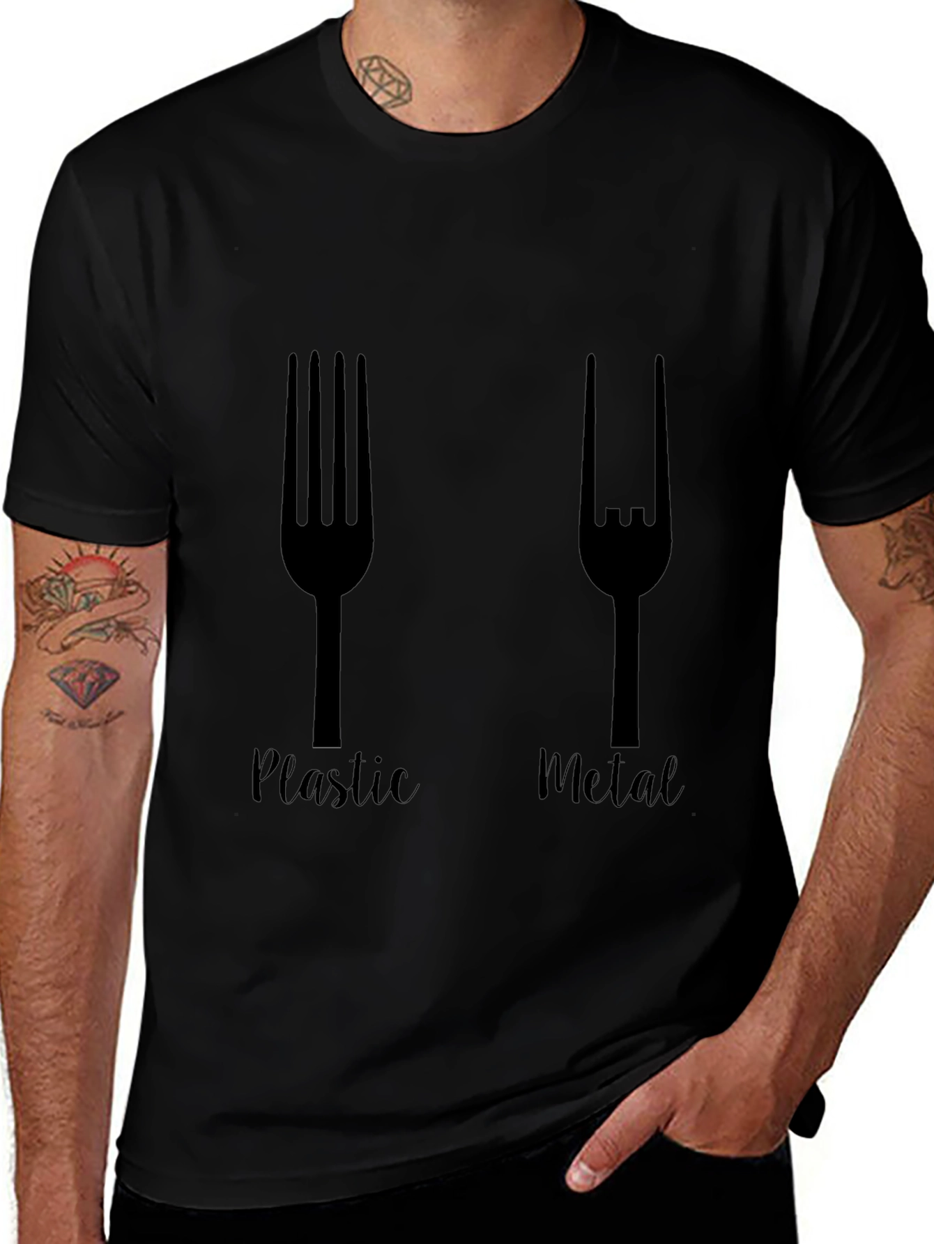 Plastic Metal Fork Graphic Tee - Black
