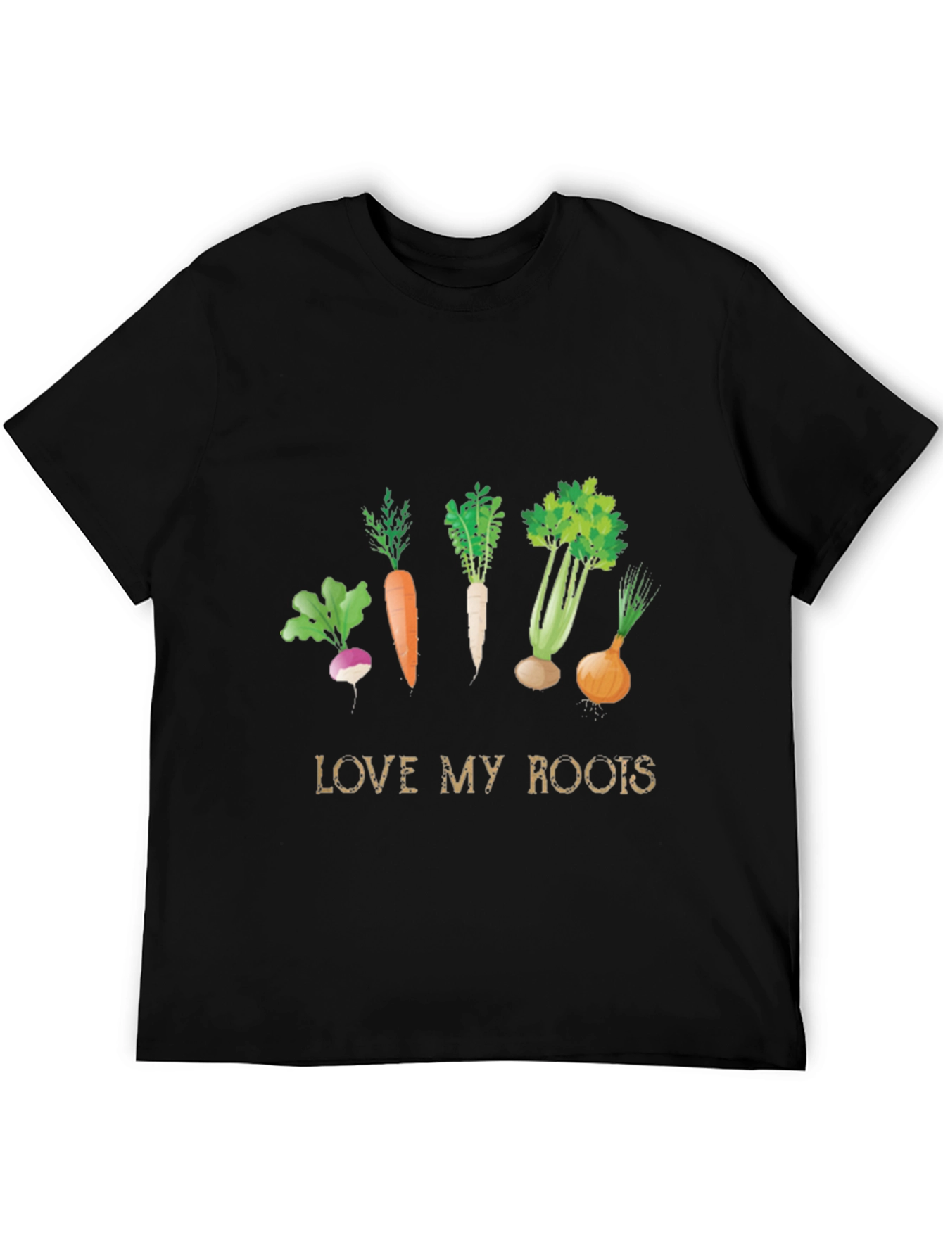 Love My Roots Vegetable Graphic Tee - Black