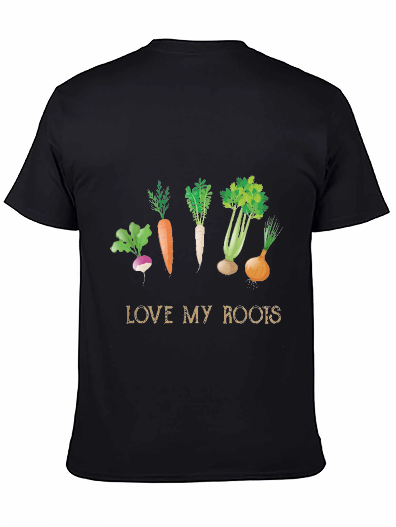 Love My Roots Vegetable Graphic Tee - Black