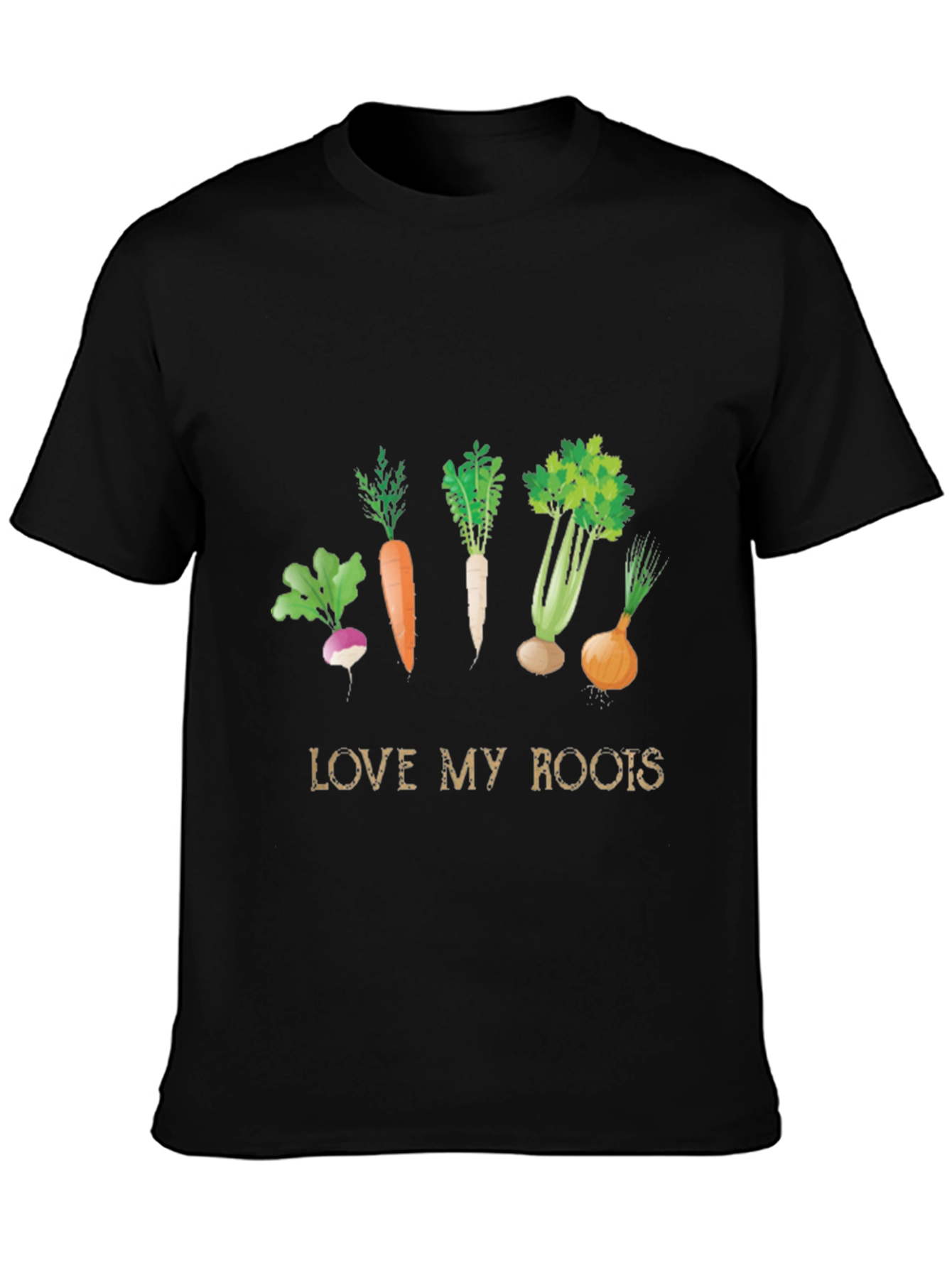 Love My Roots Vegetable Graphic Tee - Black