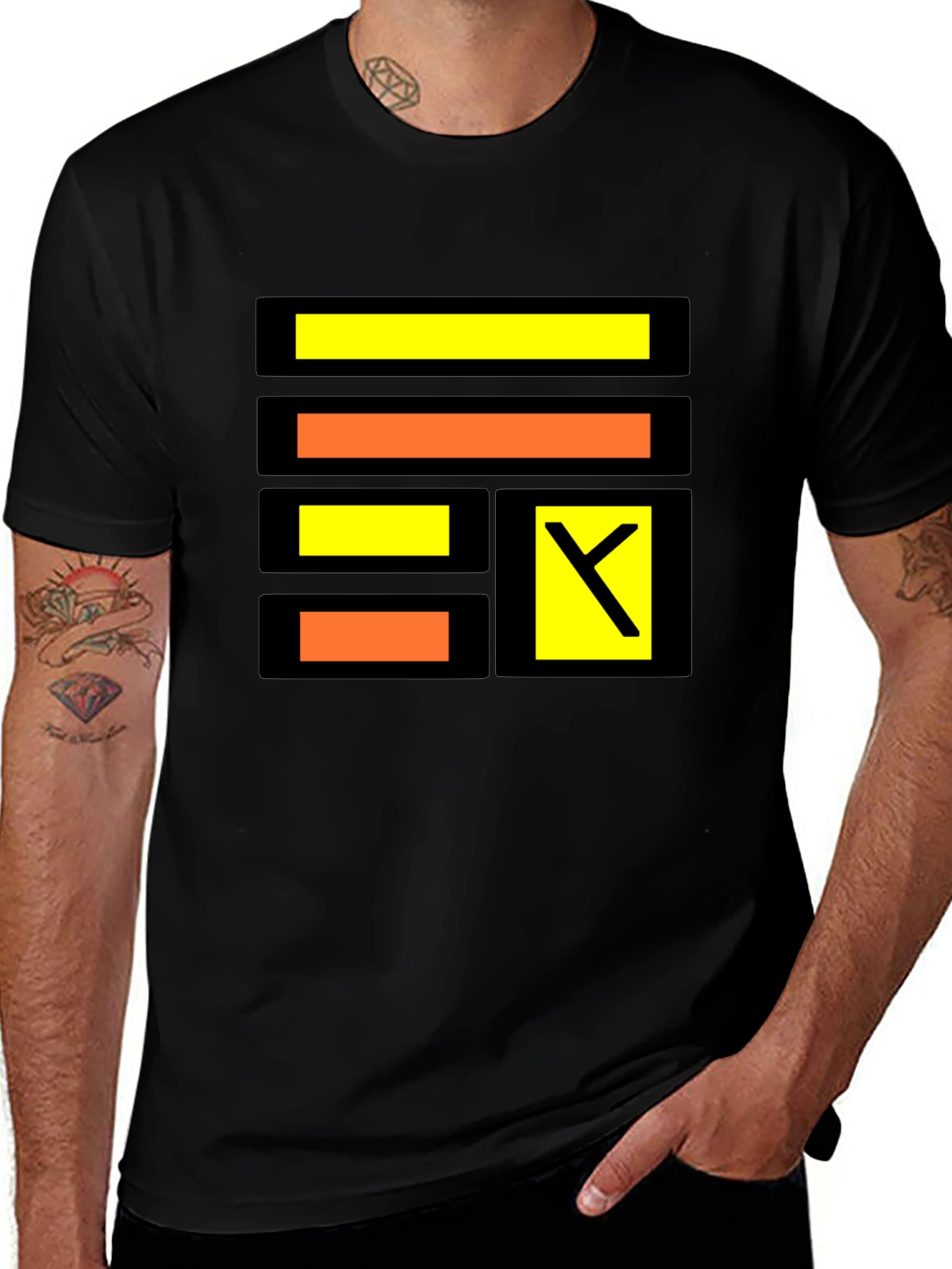 Modern Geometric Design Black T-Shirt