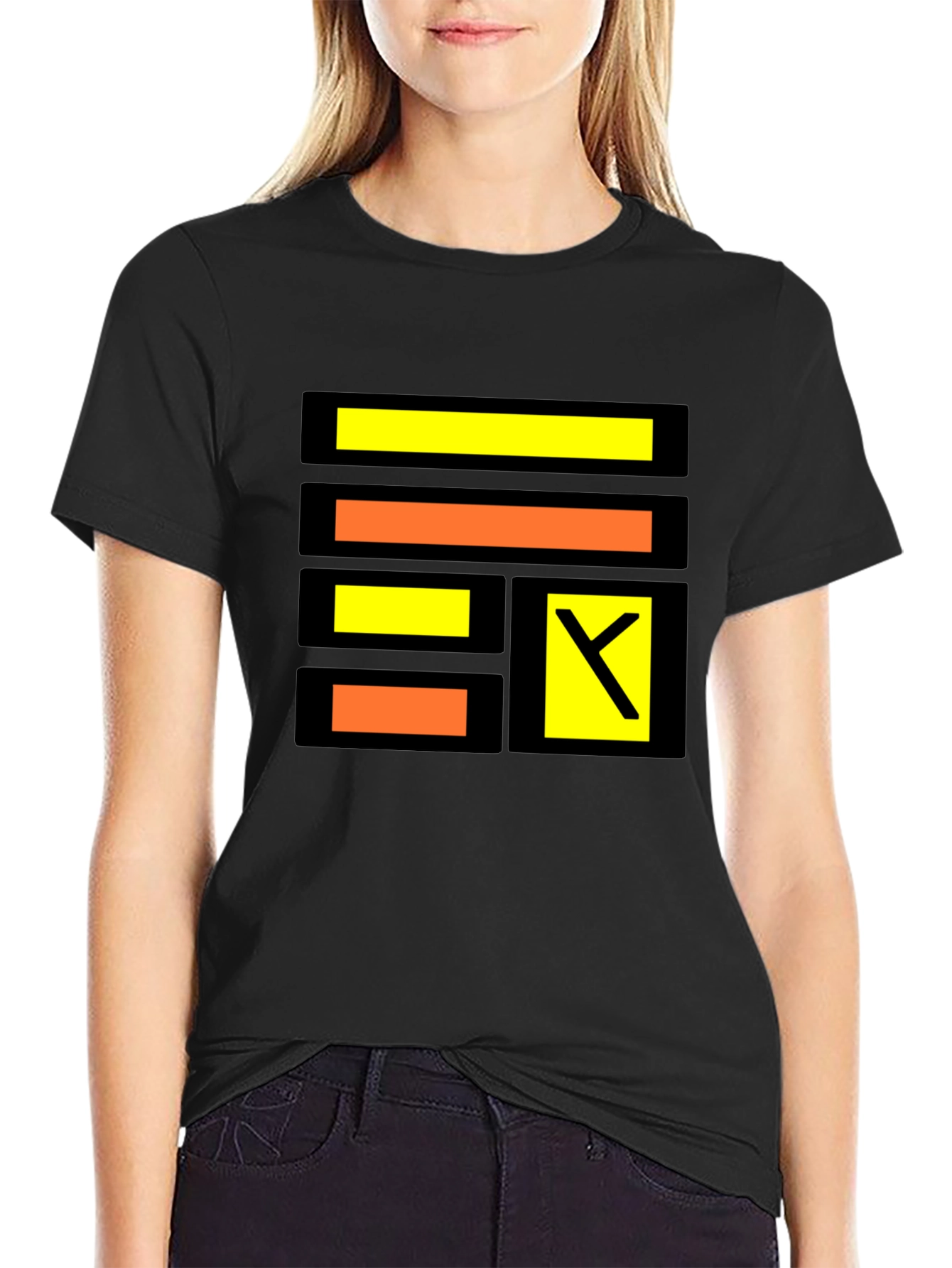 Modern Geometric Design Black T-Shirt