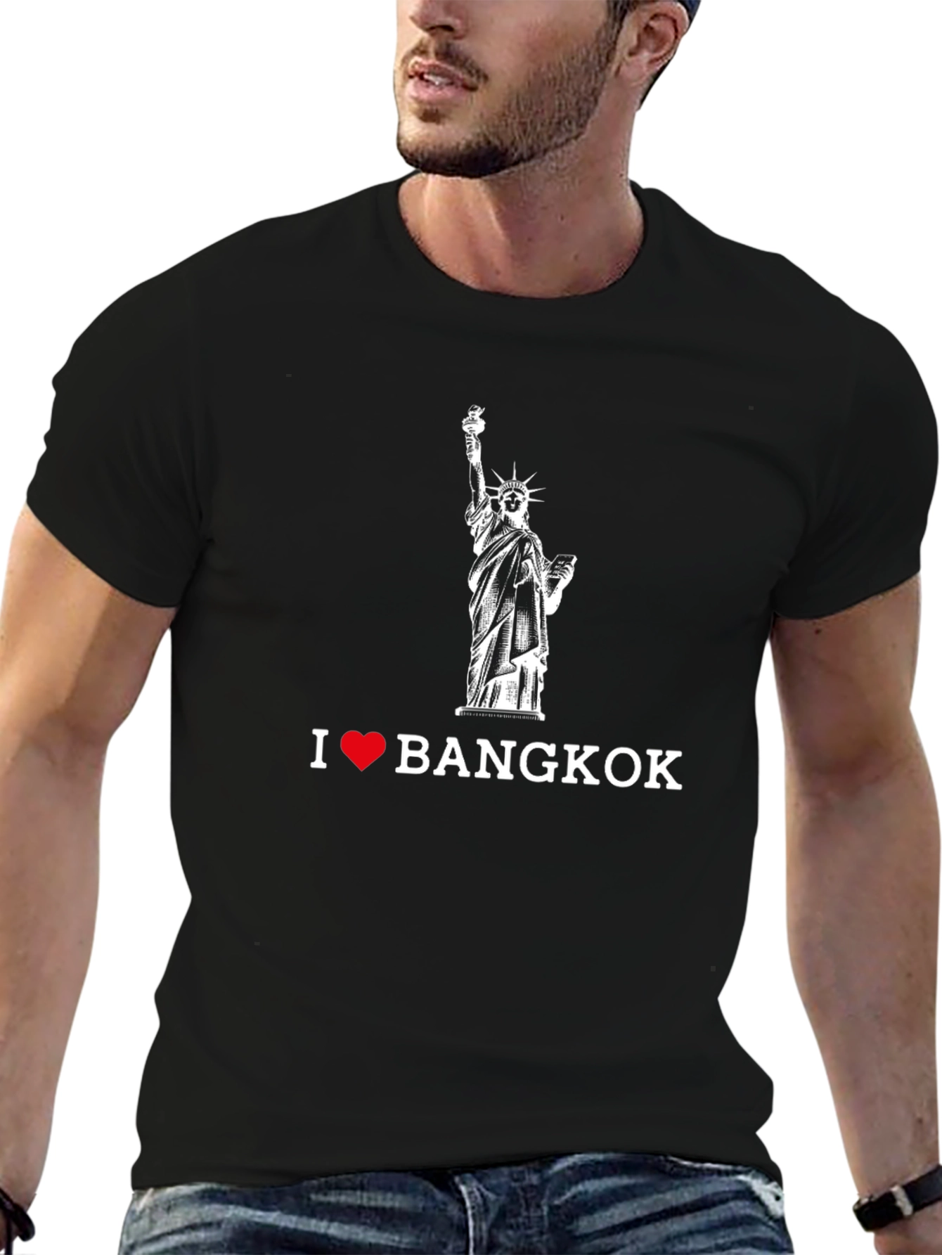 I Love Bangkok Black T-Shirt - Statue of Liberty