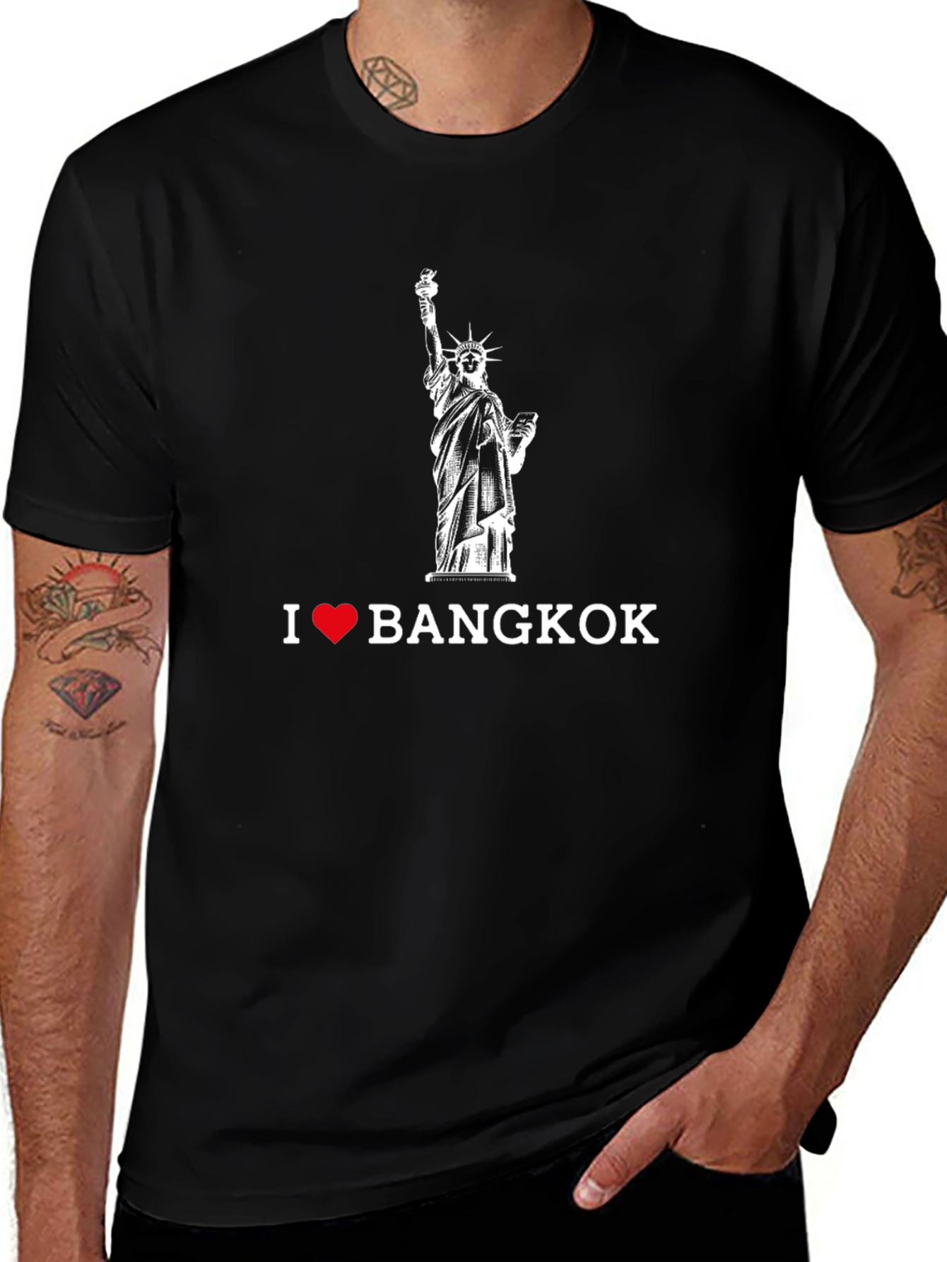I Love Bangkok Black T-Shirt - Statue of Liberty