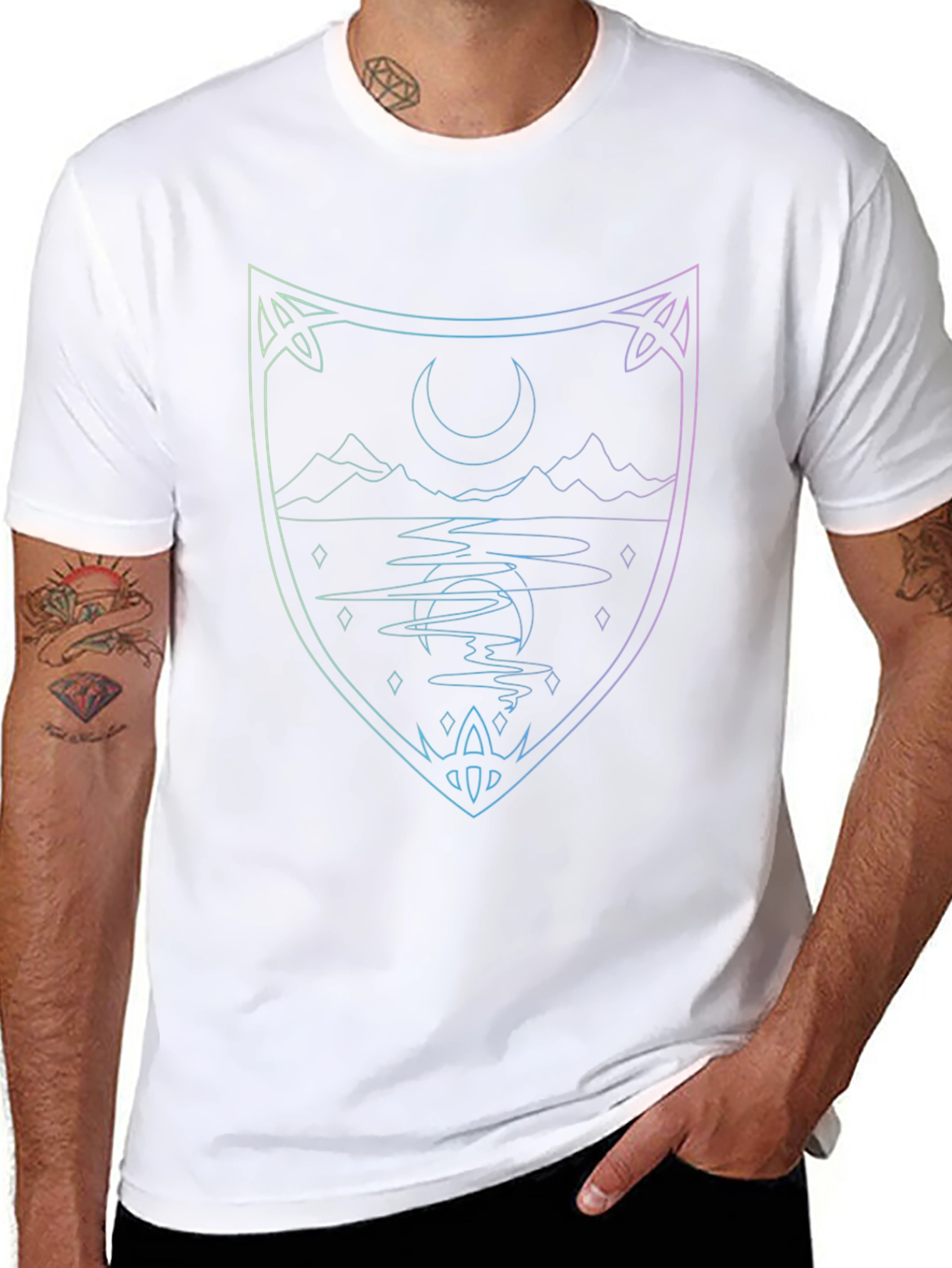 Mystic Crescent Shield T-Shirt - Mens Black Tee