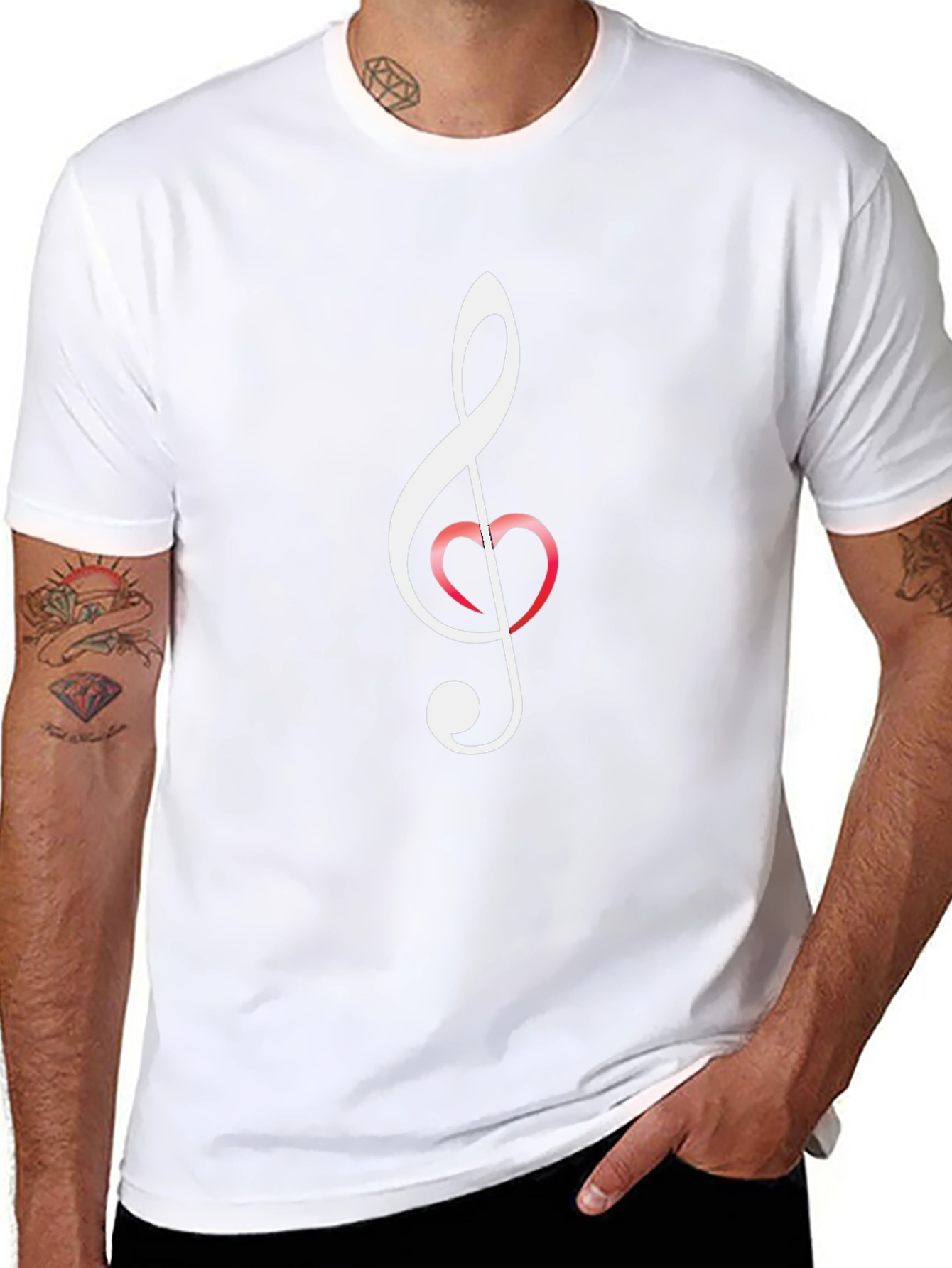 Musical Heart T-Shirt - Black Crew Neck