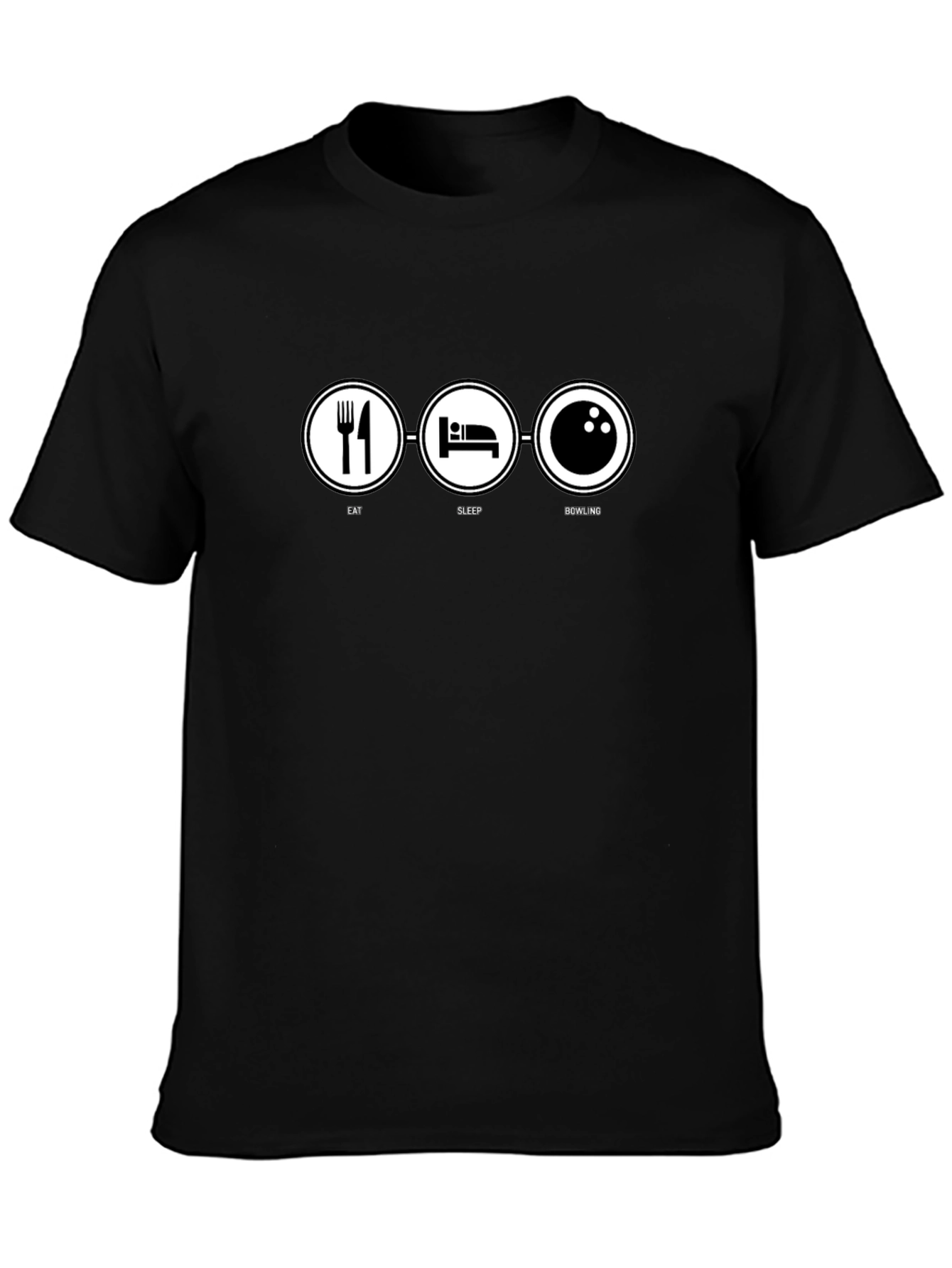 Eat Sleep Bowling Black Graphic T-Shirt