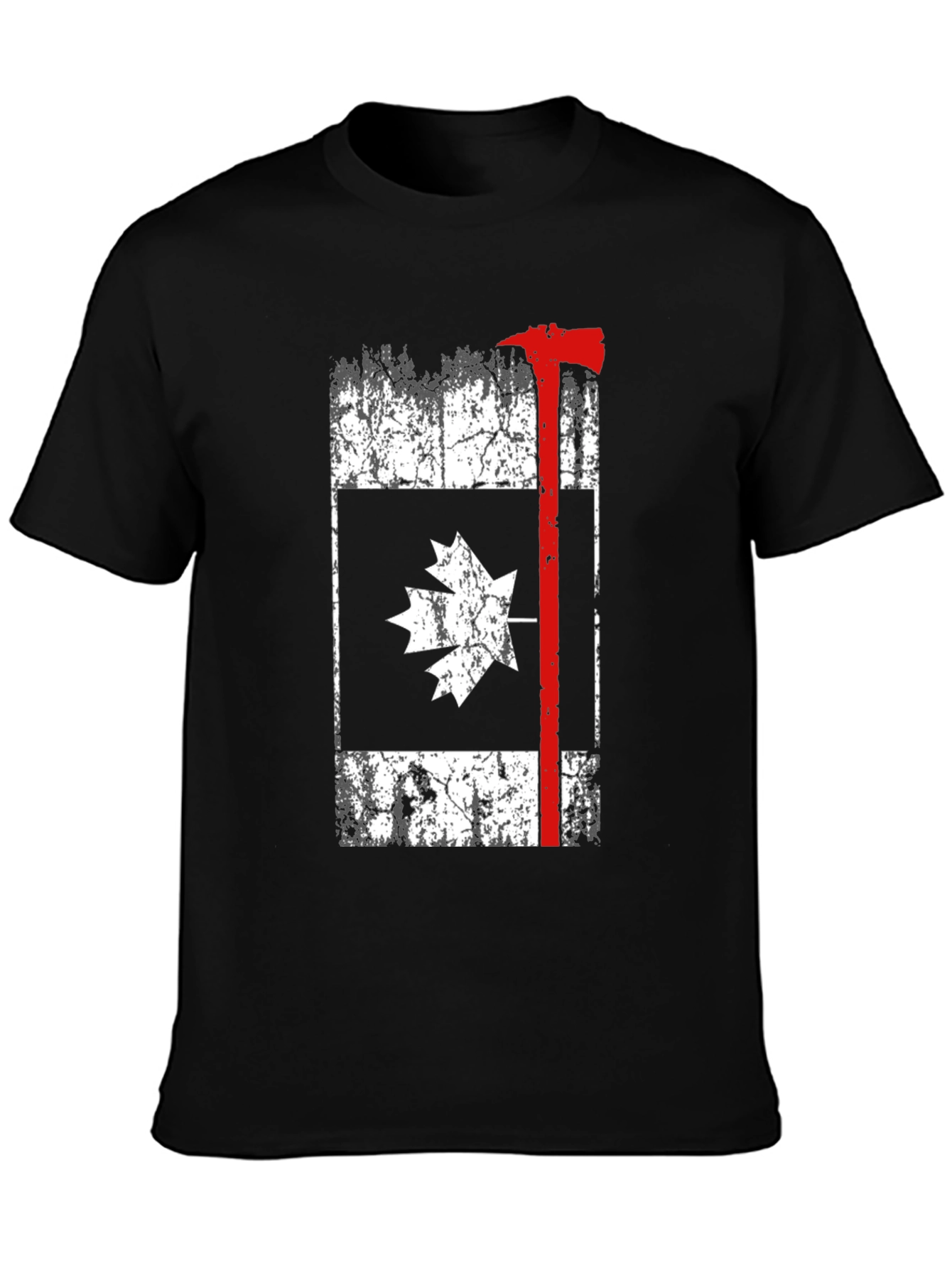 Canadian Firefighter T-Shirt Axe Maple Leaf
