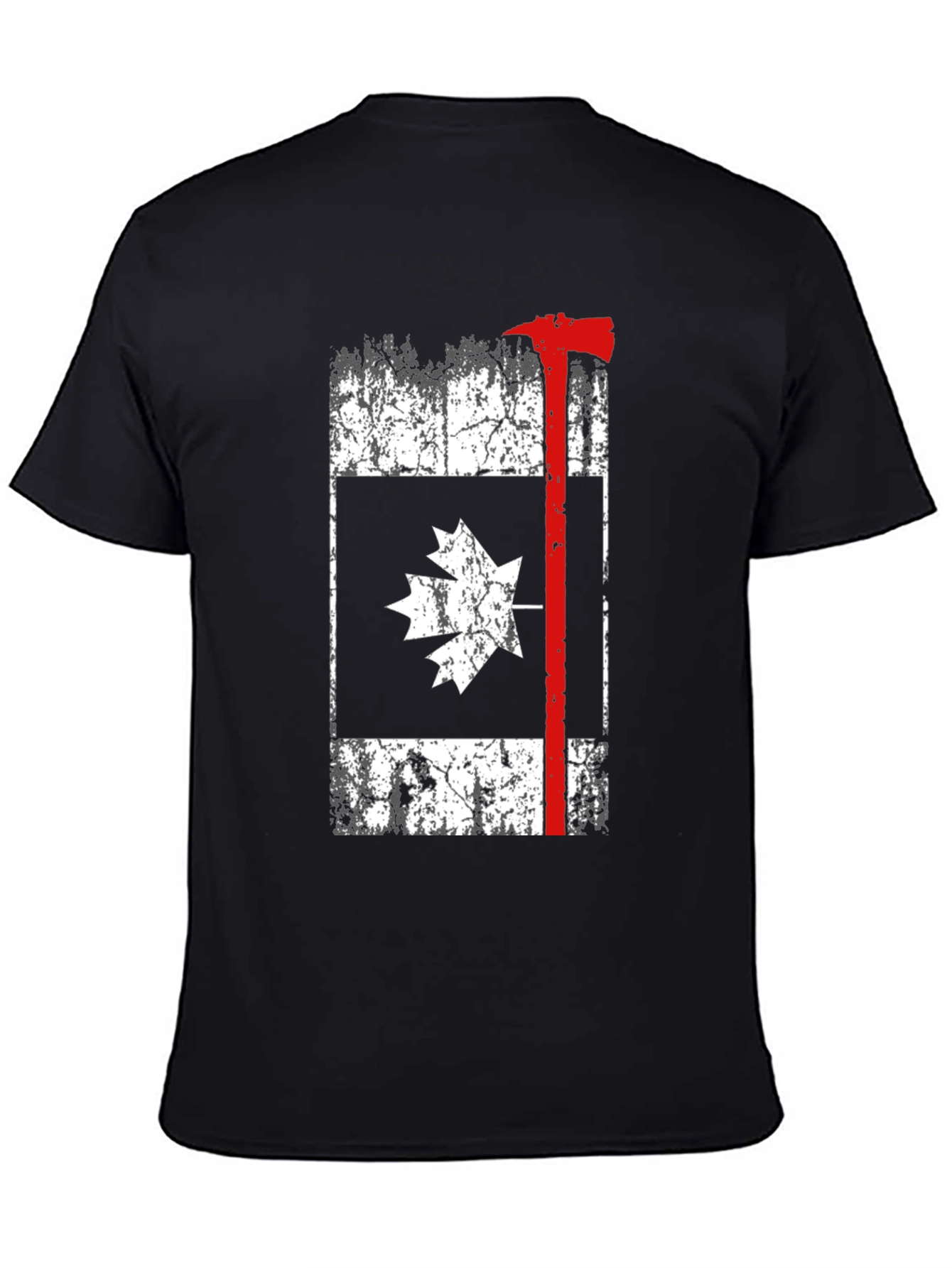 Canadian Firefighter T-Shirt Axe Maple Leaf