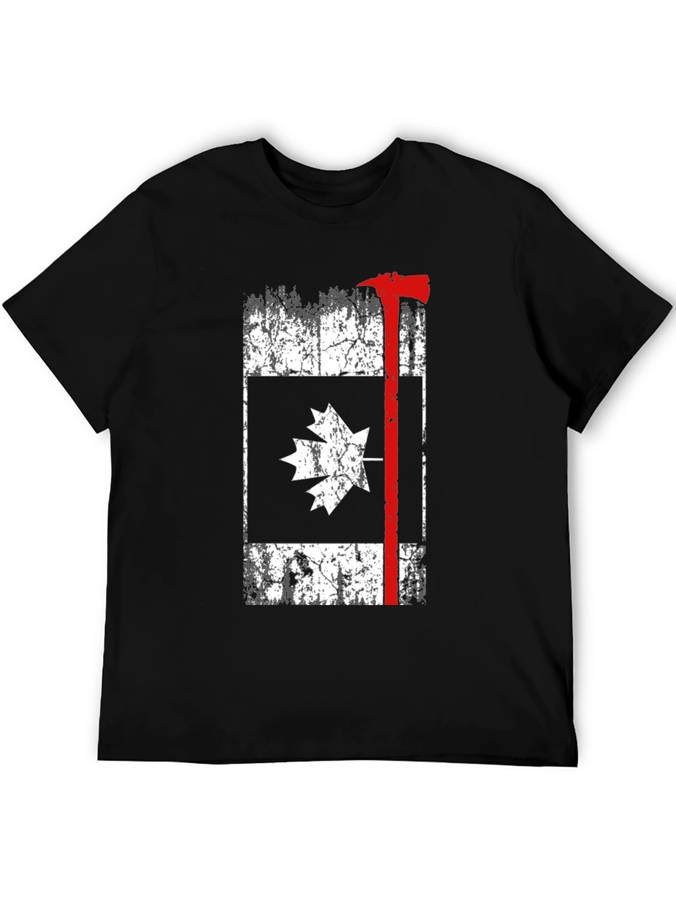 Canadian Firefighter T-Shirt Axe Maple Leaf