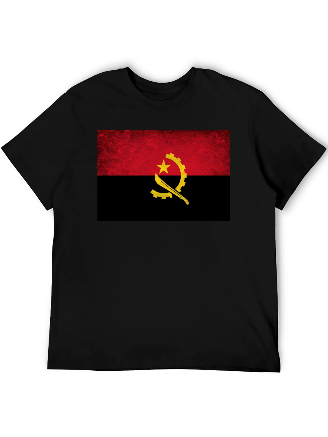 Angola Flag T-Shirt - Black Cotton Tee