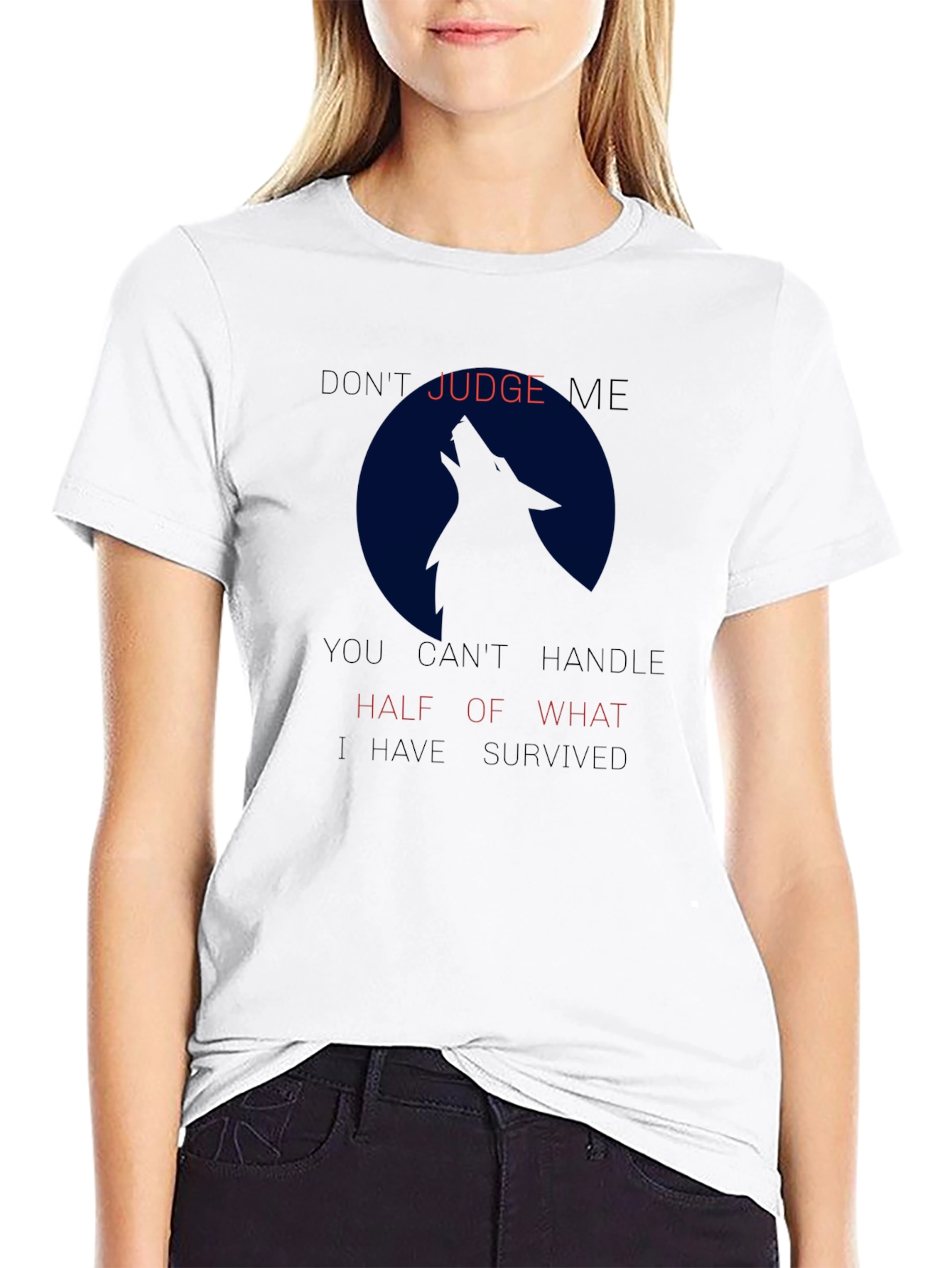 Wolf Silhouette Tee: Dont Judge Me Mens T-Shirt