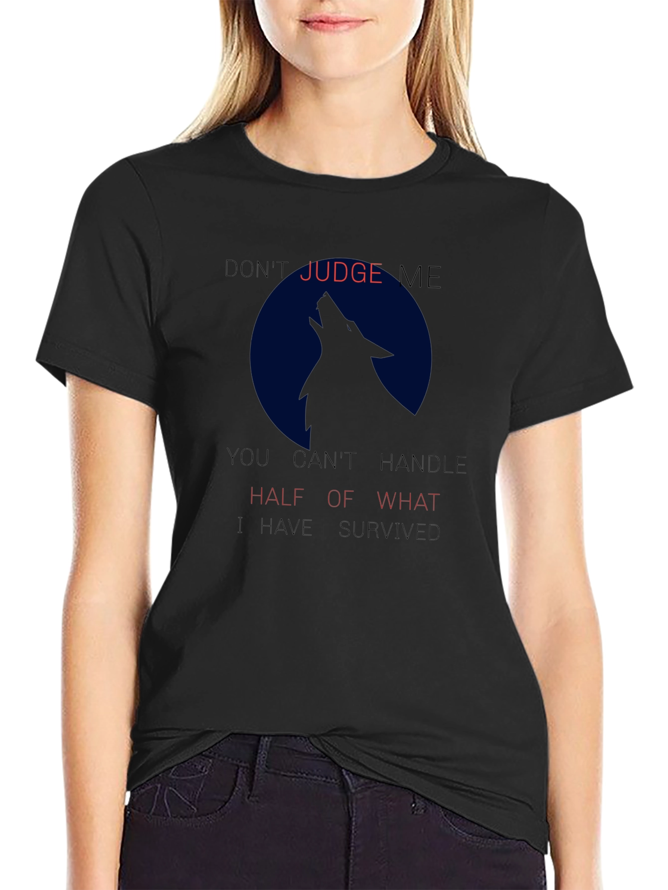 Wolf Silhouette Tee: Dont Judge Me Mens T-Shirt