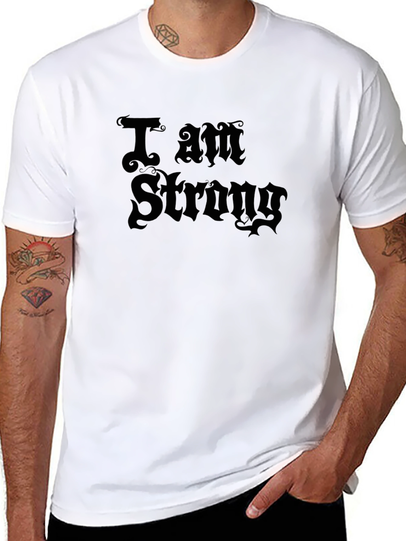 I Am Strong Graphic Black T-Shirt