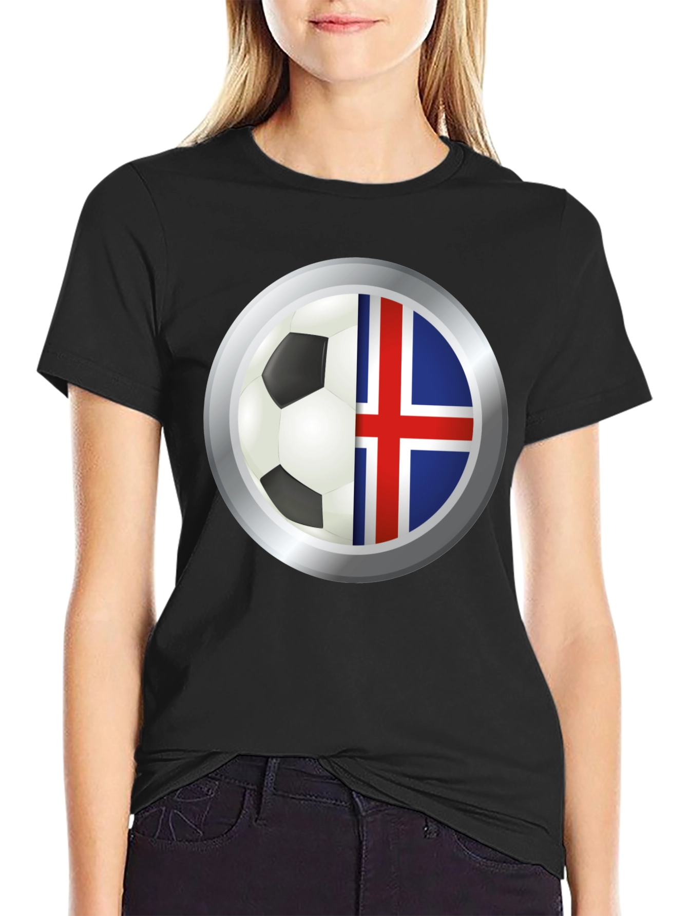 Iceland Flag Soccer Ball Graphic T-Shirt