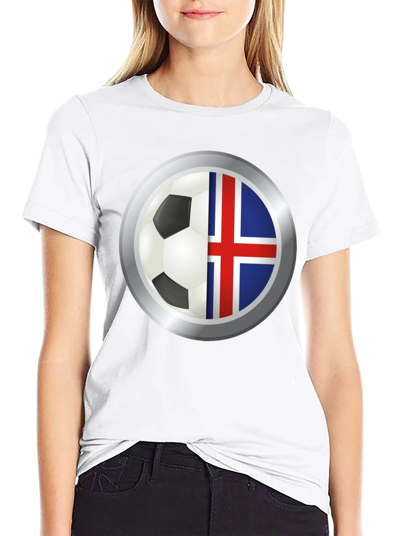 Iceland Flag Soccer Ball Graphic T-Shirt
