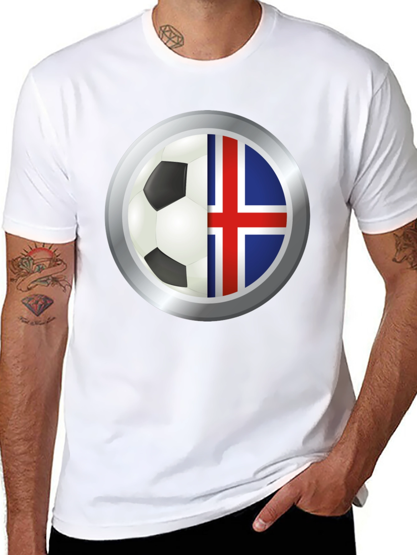Iceland Flag Soccer Ball Graphic T-Shirt