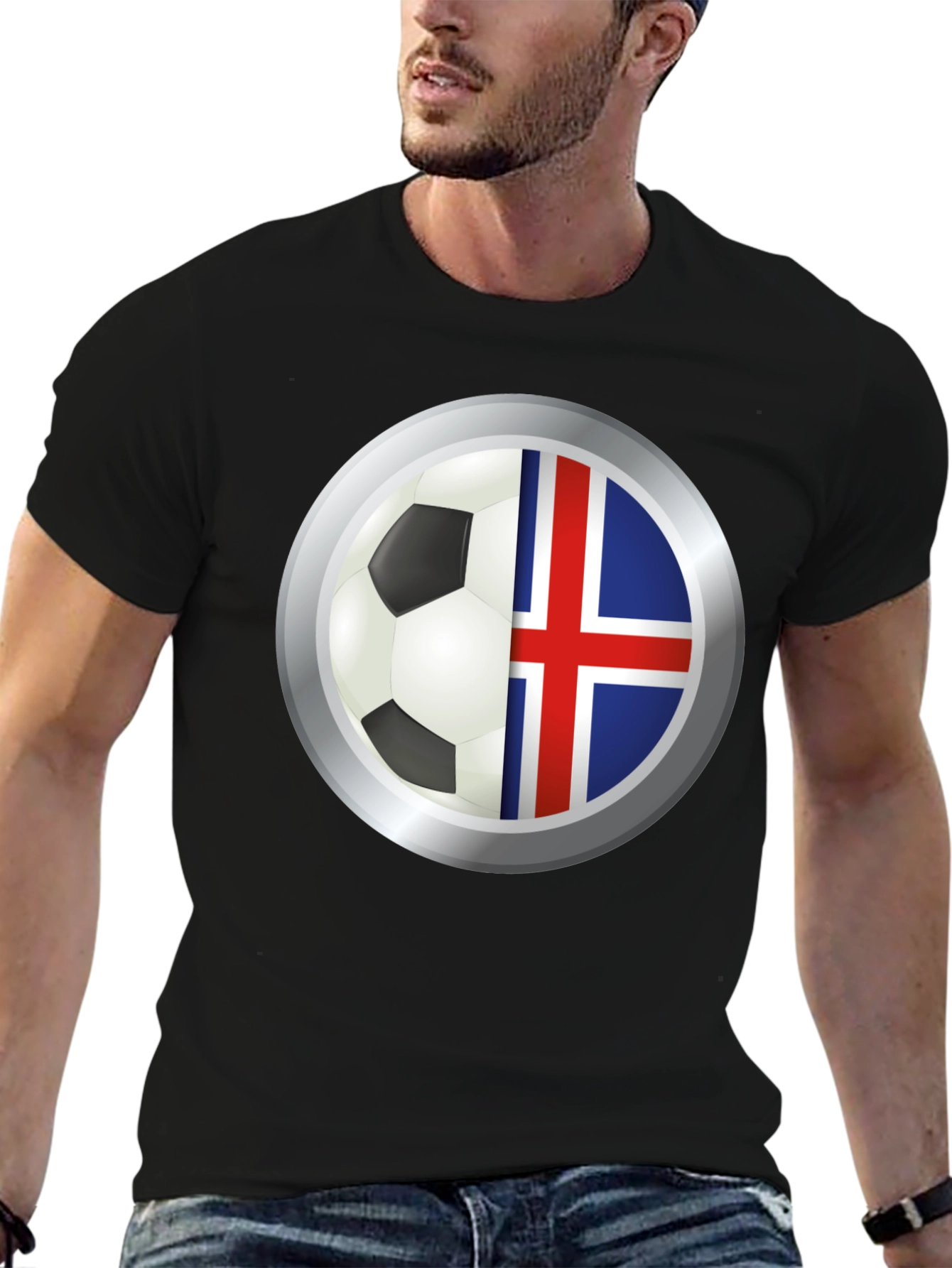 Iceland Flag Soccer Ball Graphic T-Shirt