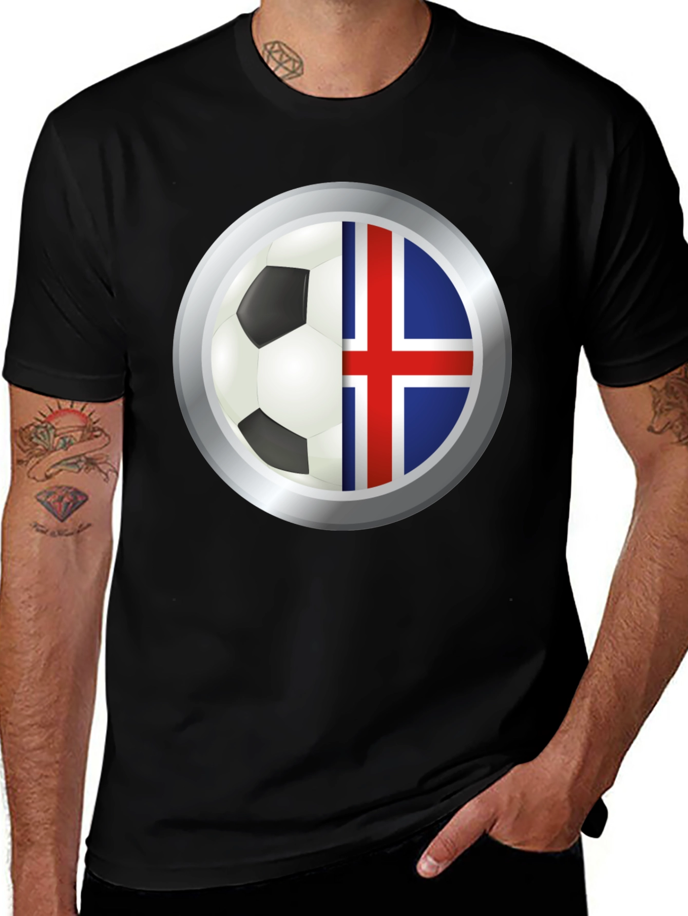 Iceland Flag Soccer Ball Graphic T-Shirt