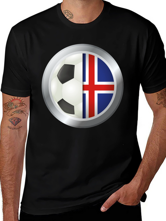 Iceland Flag Soccer Ball Graphic T-Shirt