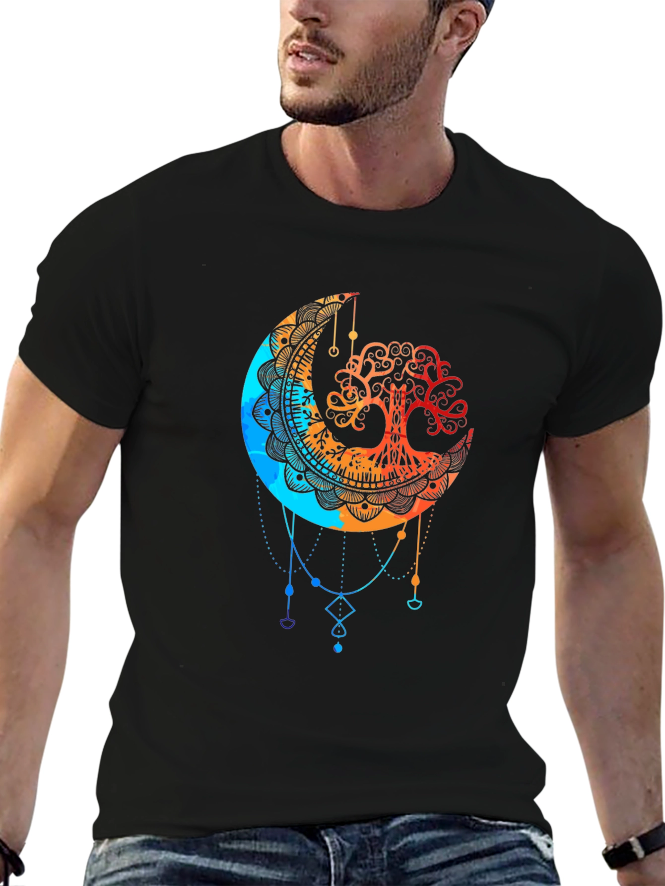 Tree of Life Moon Graphic Mens T-Shirt