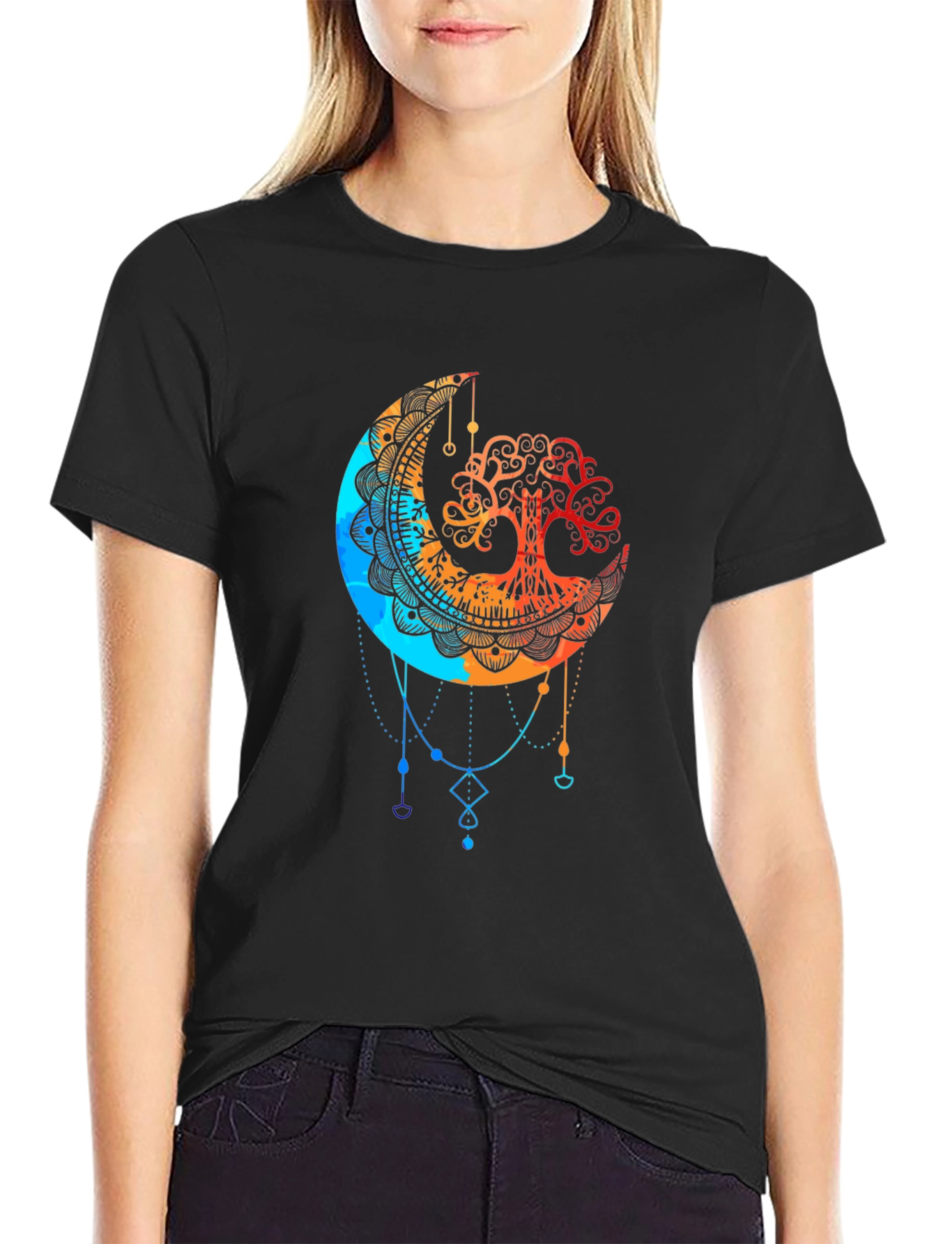 Tree of Life Moon Graphic Mens T-Shirt