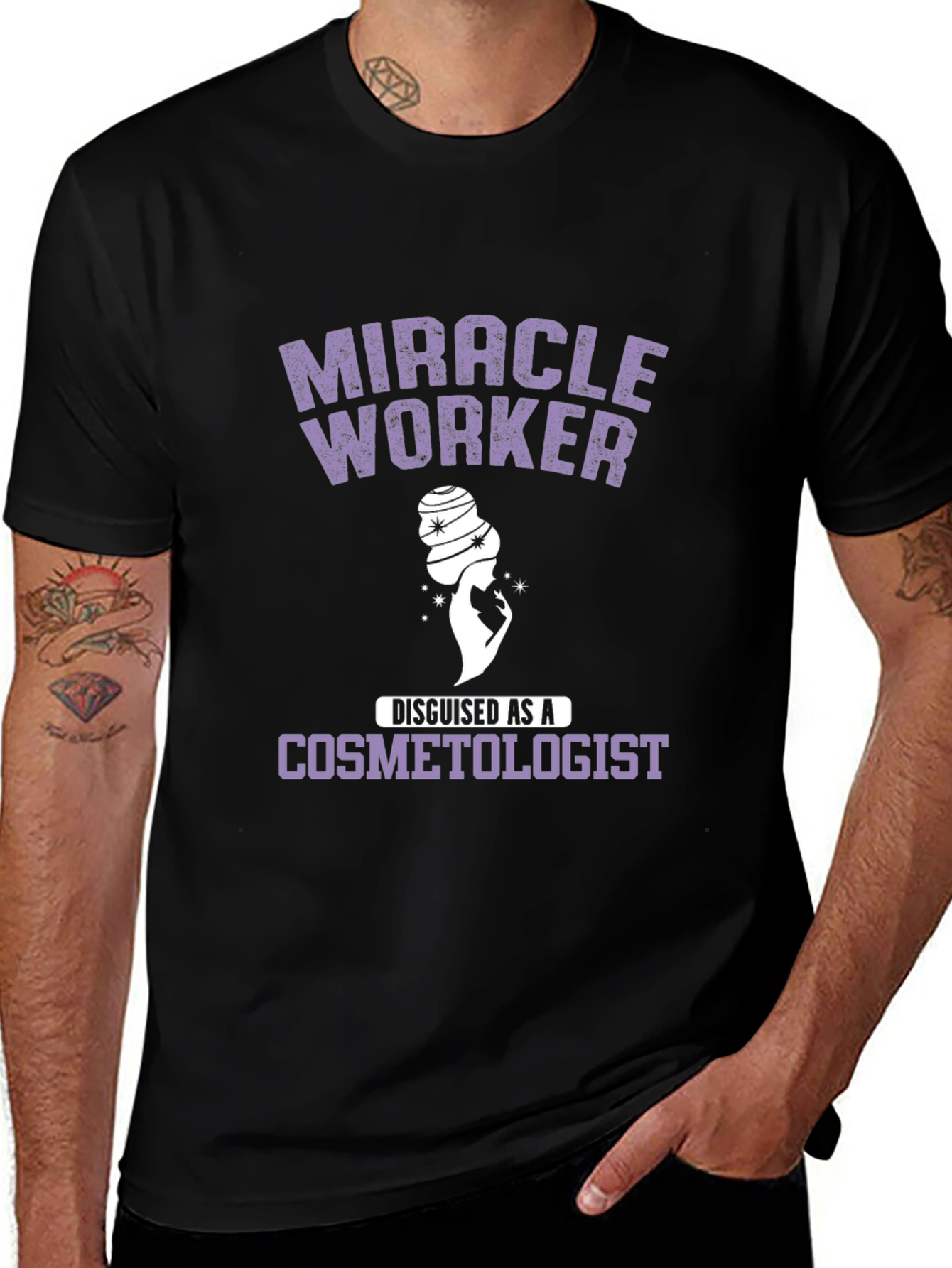 Miracle Worker Cosmetologist Black Graphic Tee