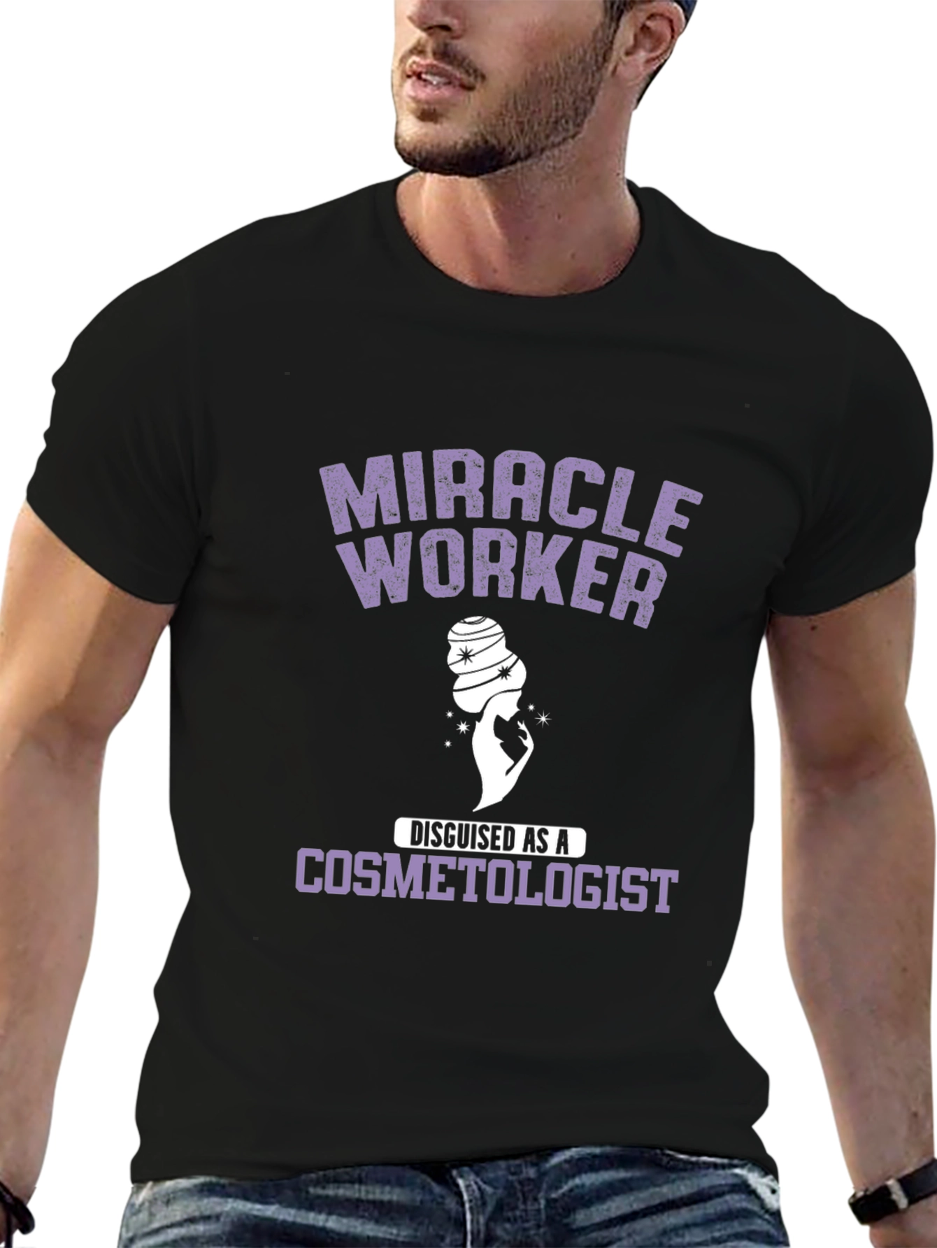 Miracle Worker Cosmetologist Black Graphic Tee