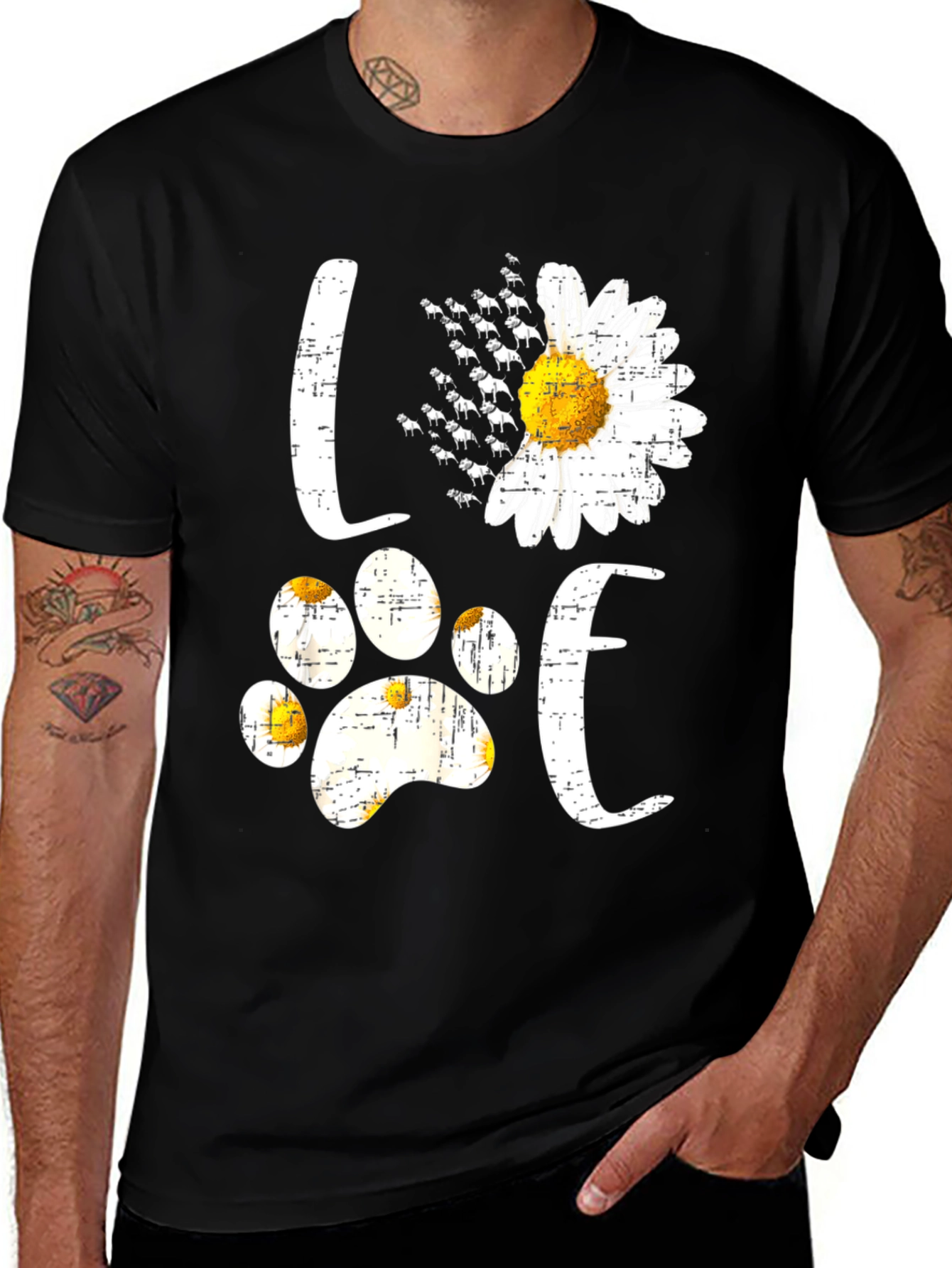 Love Dog Daisy T-Shirt - Black