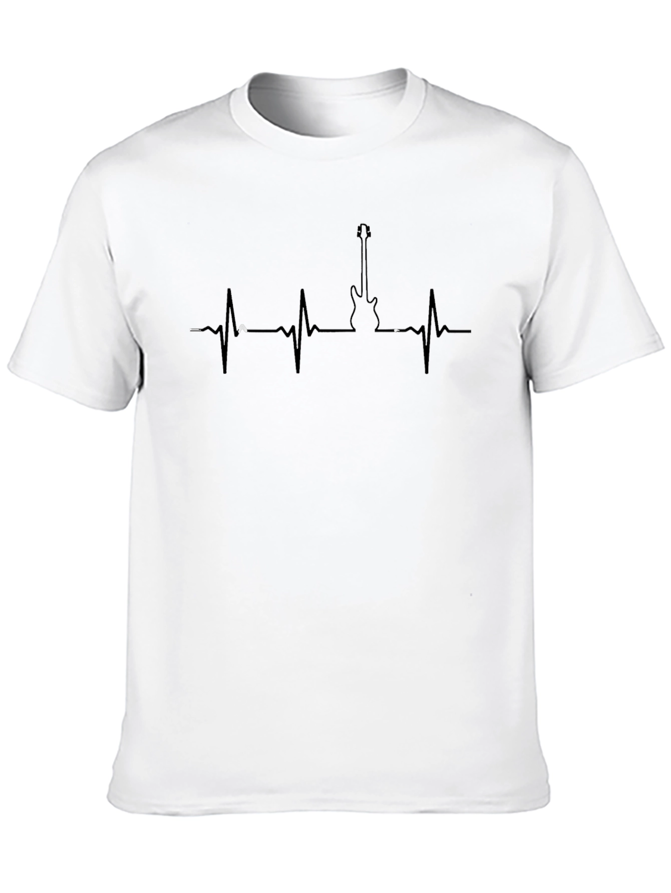 Guitar Heartbeat Graphic Tee - Black Cotton