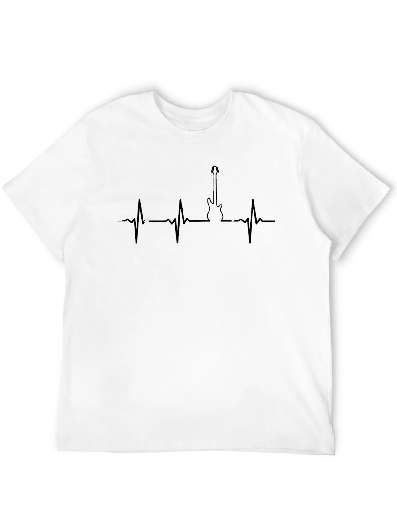 Guitar Heartbeat Graphic Tee - Black Cotton