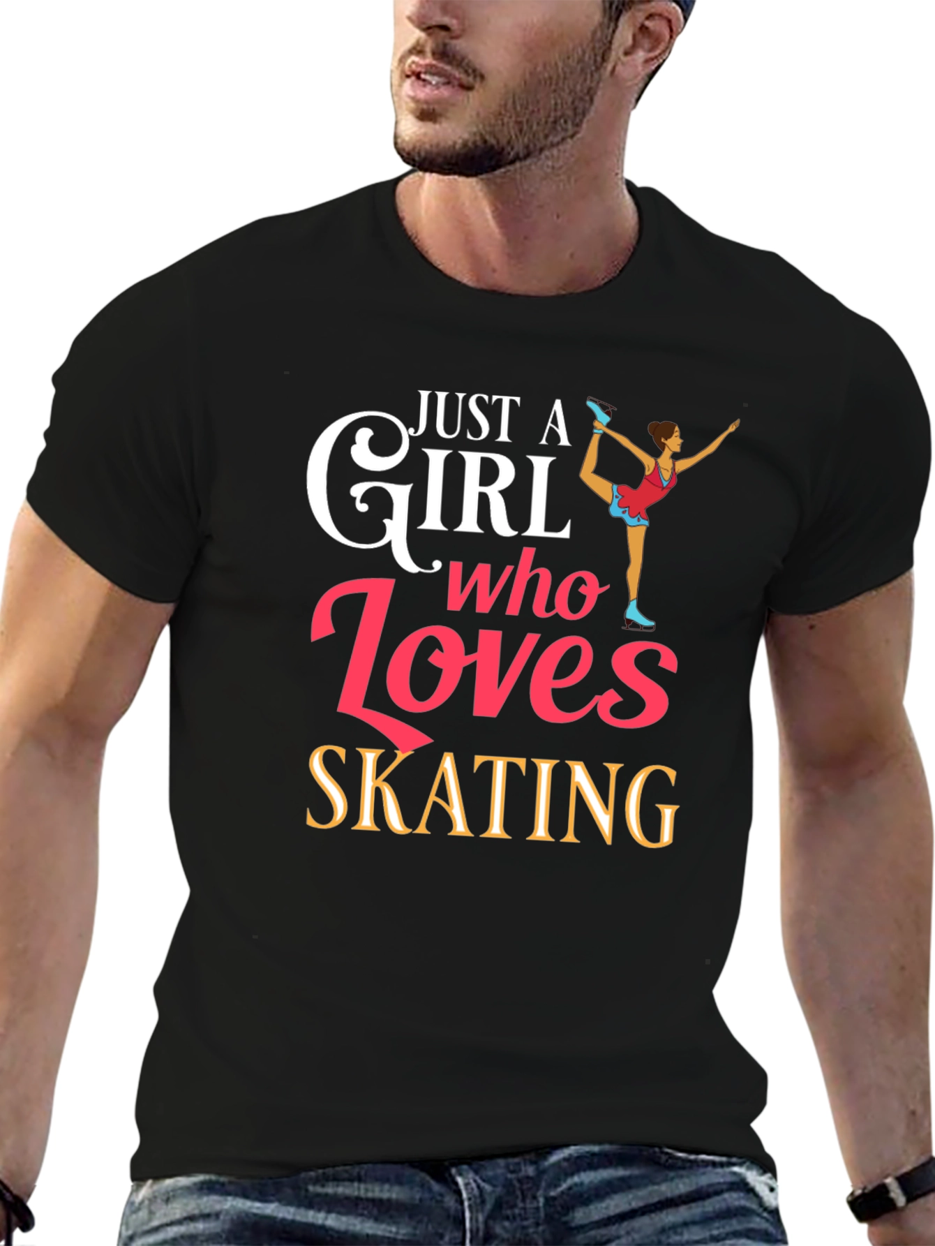 Just a Girl Who Loves Skating Black T-Shirt