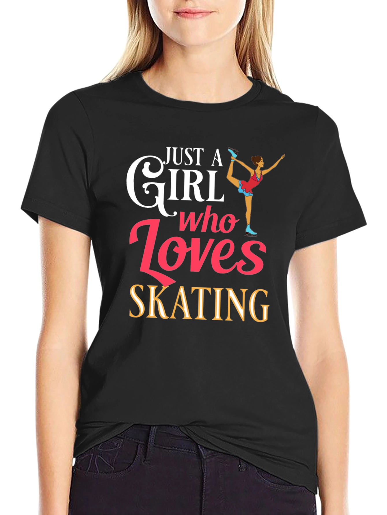 Just a Girl Who Loves Skating Black T-Shirt